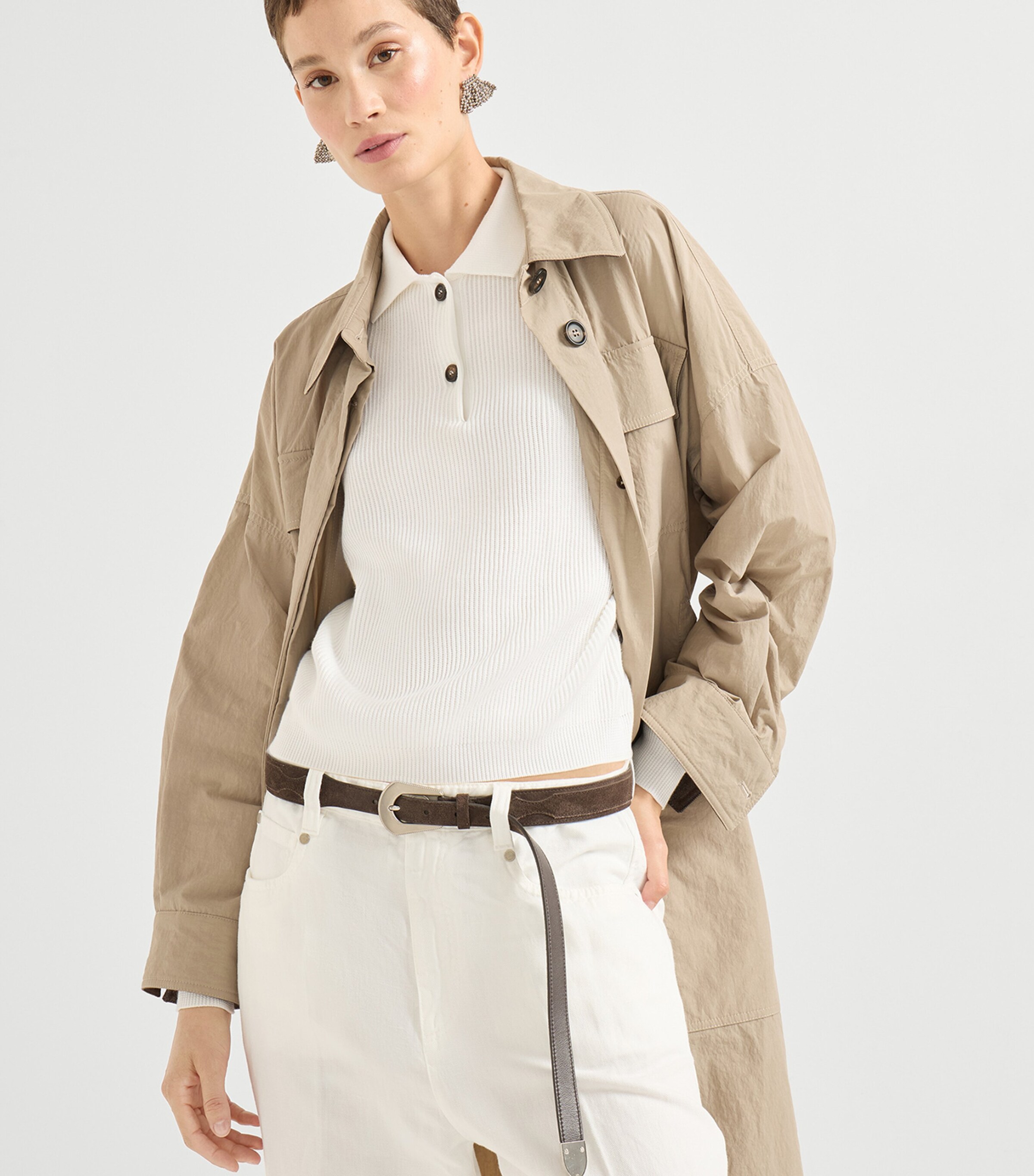 Cotton Long-Sleeve Polo Shirt C159 Image 4