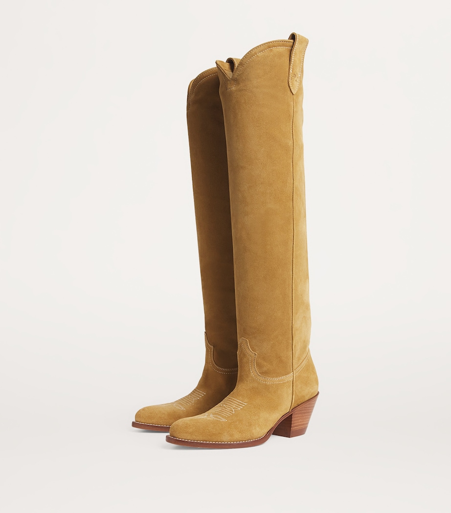 Polo Ralph Lauren Suede Knee-High Boots 35 Caramel Image 2