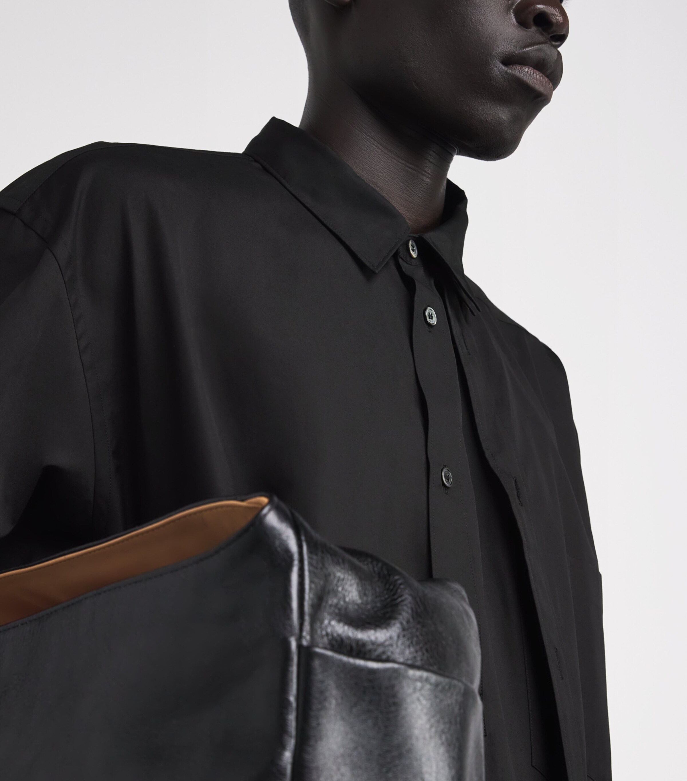 Comme Des Garçons Homme Plus Mens Cotton Panel-Overlay Shirt Black Image 6