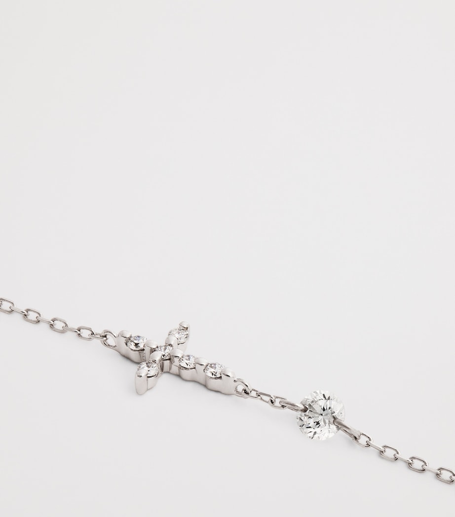 White Gold and Diamond Symbols Cross Bracelet WHITE GOLD Image 3