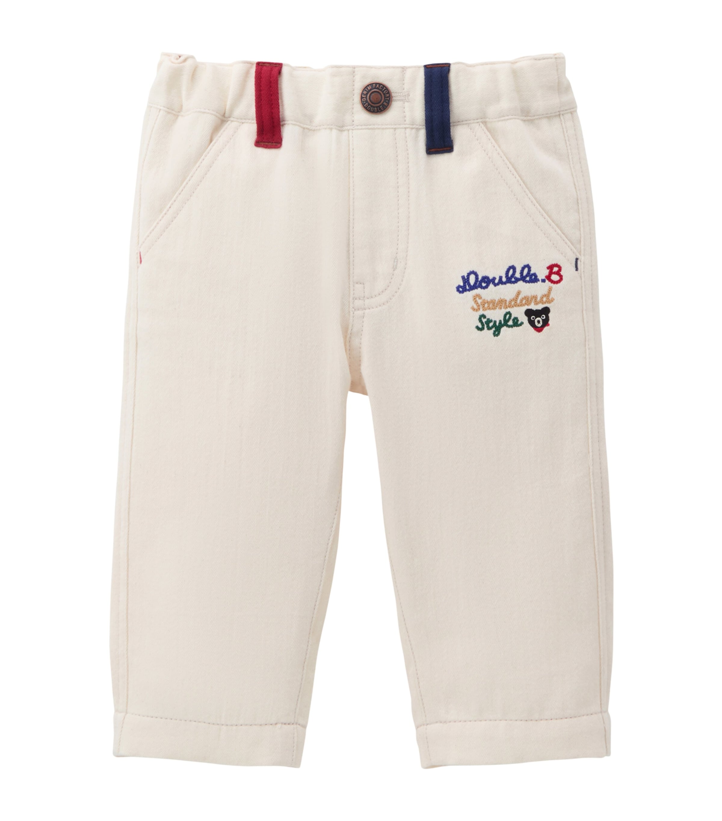 Miki House Cotton Embroidered Trousers In Neutral