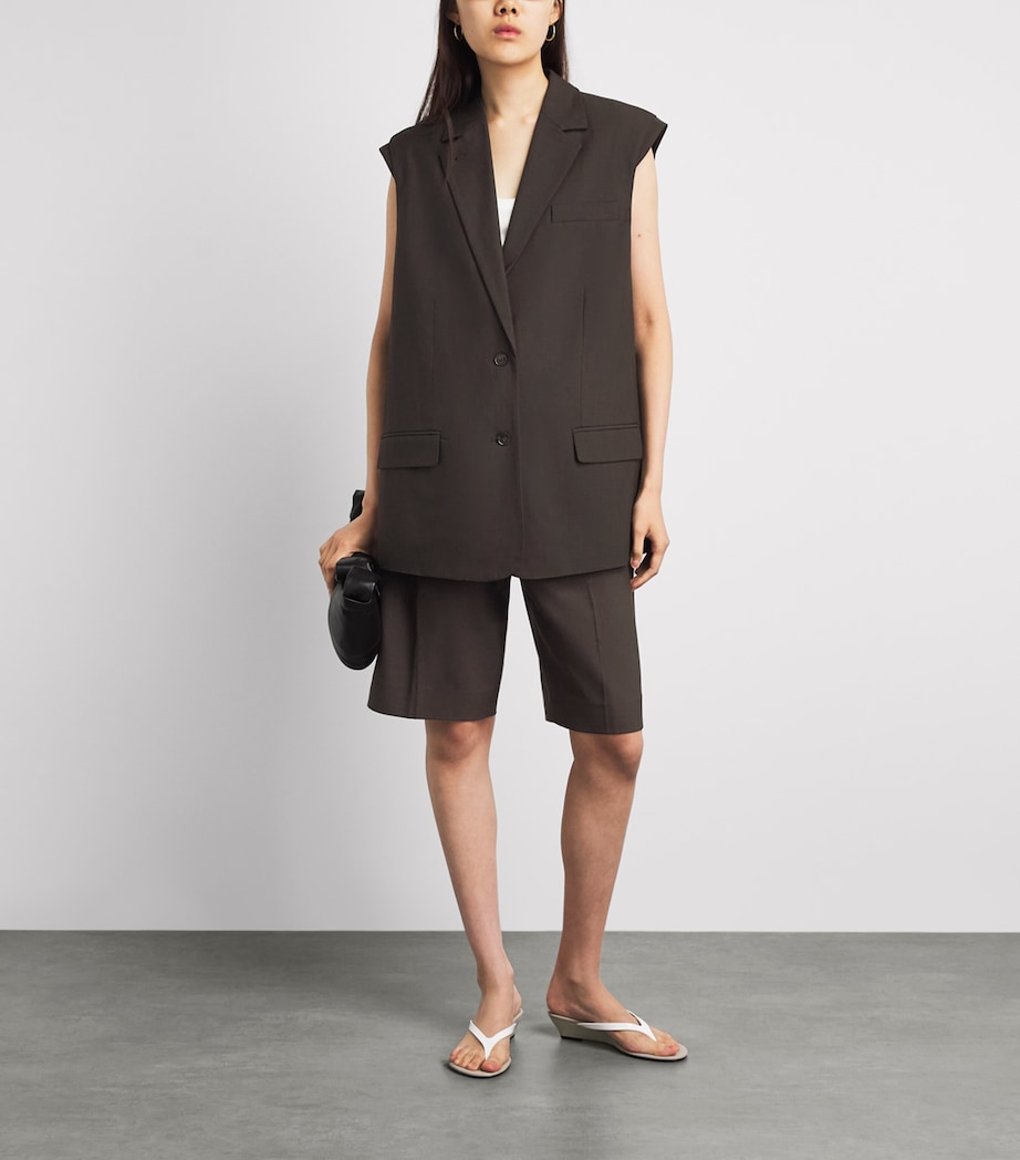 Herskind Womens Cohen Sleeveless Blazer Coffee Brown Image 2