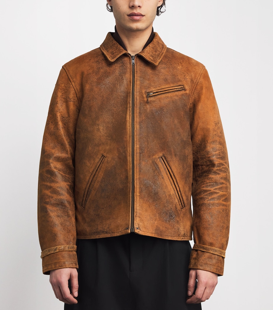 Leather Newsboy Jacket BROWN Image 3