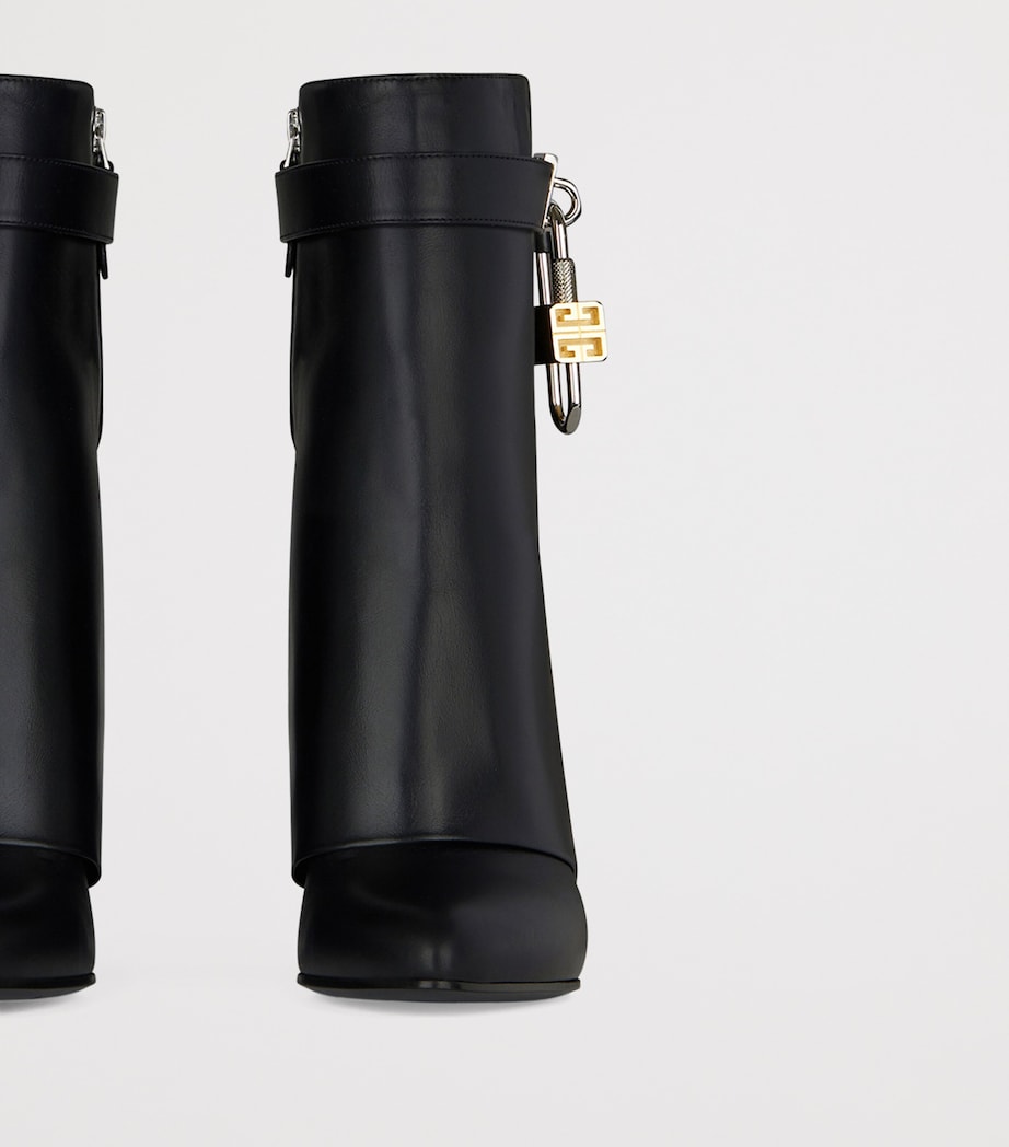 Leather Shark Lock Ankle Boots 90 BLACK Image 6