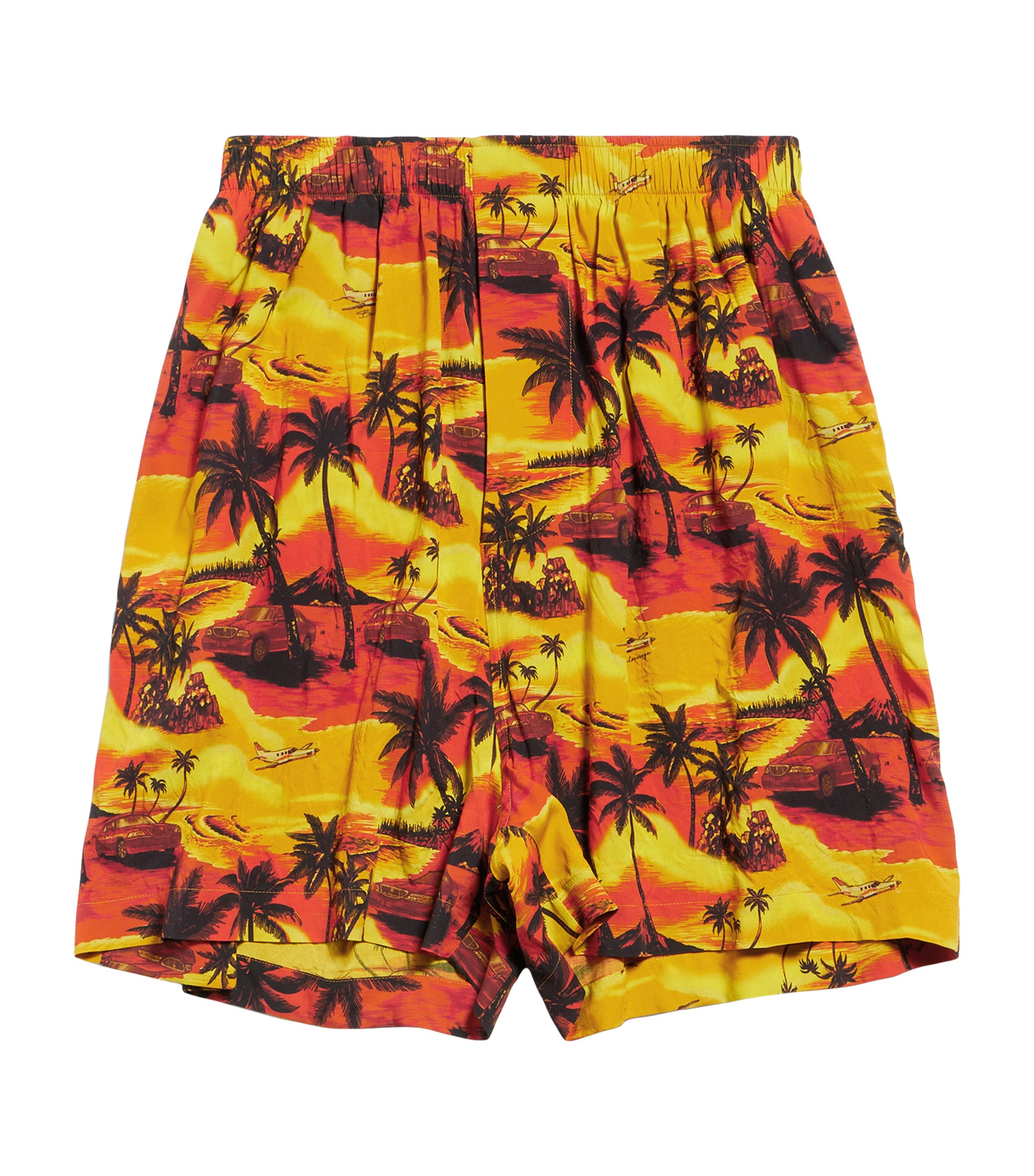 Balenciaga Tropical Print Pyjama Shorts In Orange