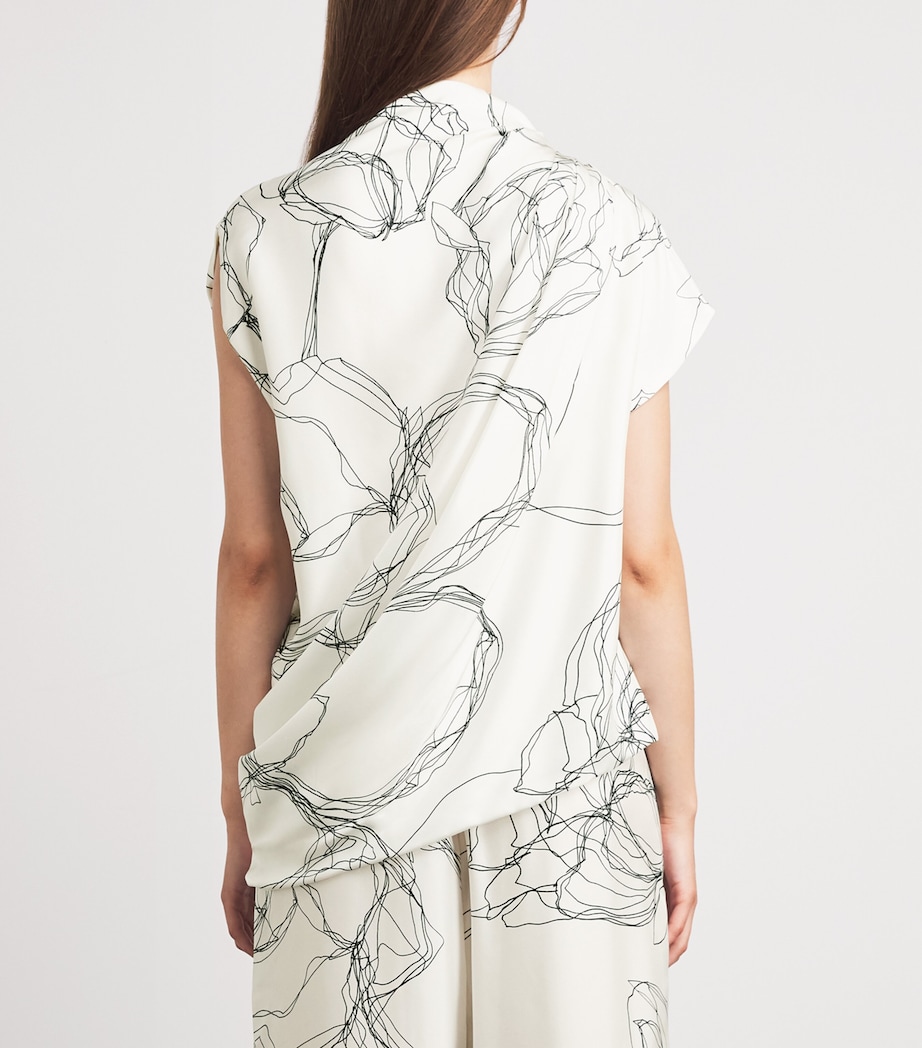 Fabiana Filippi Womens Silk Twill Printed Blouse Bianco Image 5