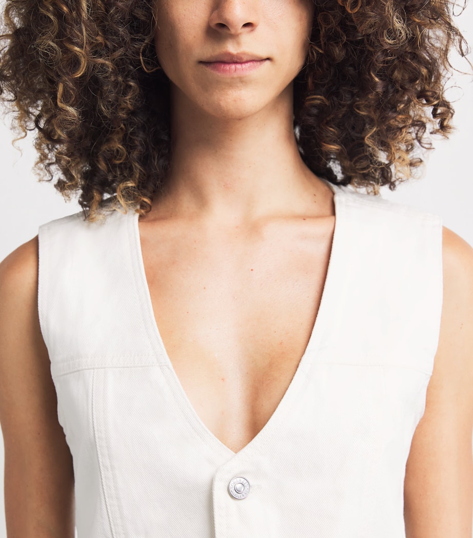Denim V-Neck Waistcoat 8845 WASHED WHITE Image 6