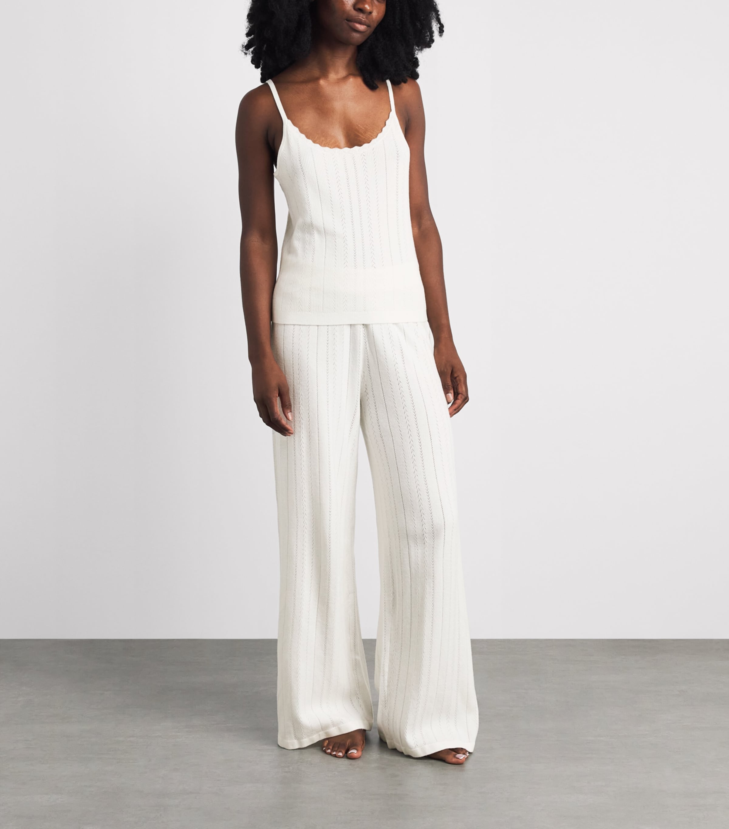 Eberjey Womens Pointelle Tank Top Ivory Image 2