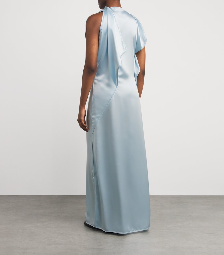 Satin Draped Chimera Maxi Dress L60 MISTY BLUE Image 3