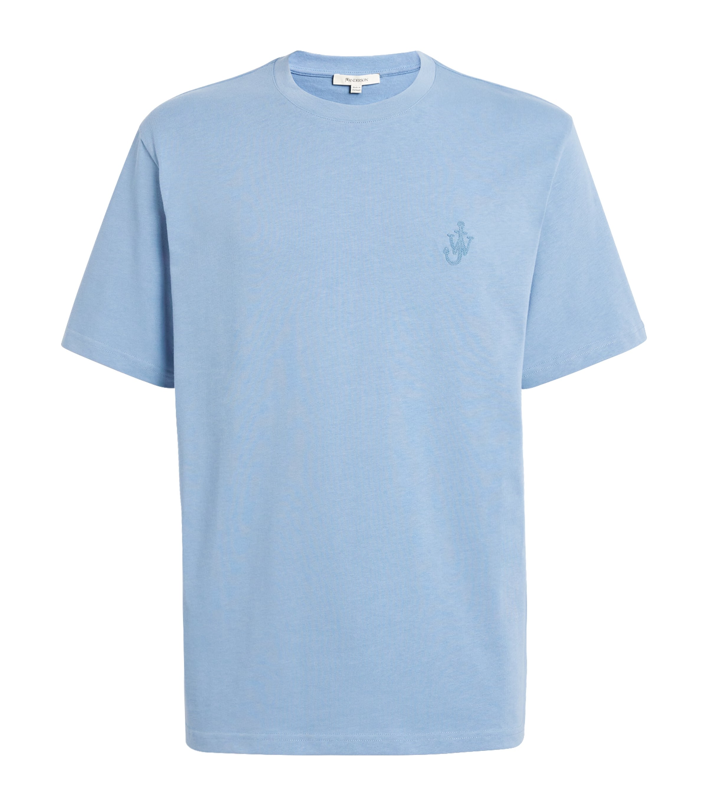 Jw Anderson Anchor Logo Embroidered Cotton T-shirt In Blue