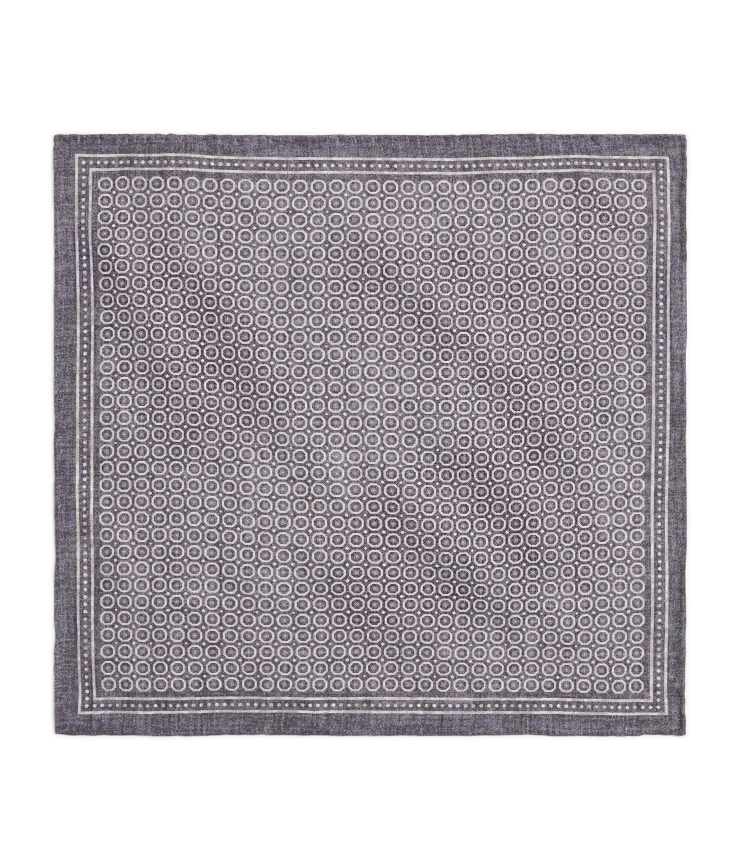 Eleventy Cotton-Wool Geometric Pocket Square