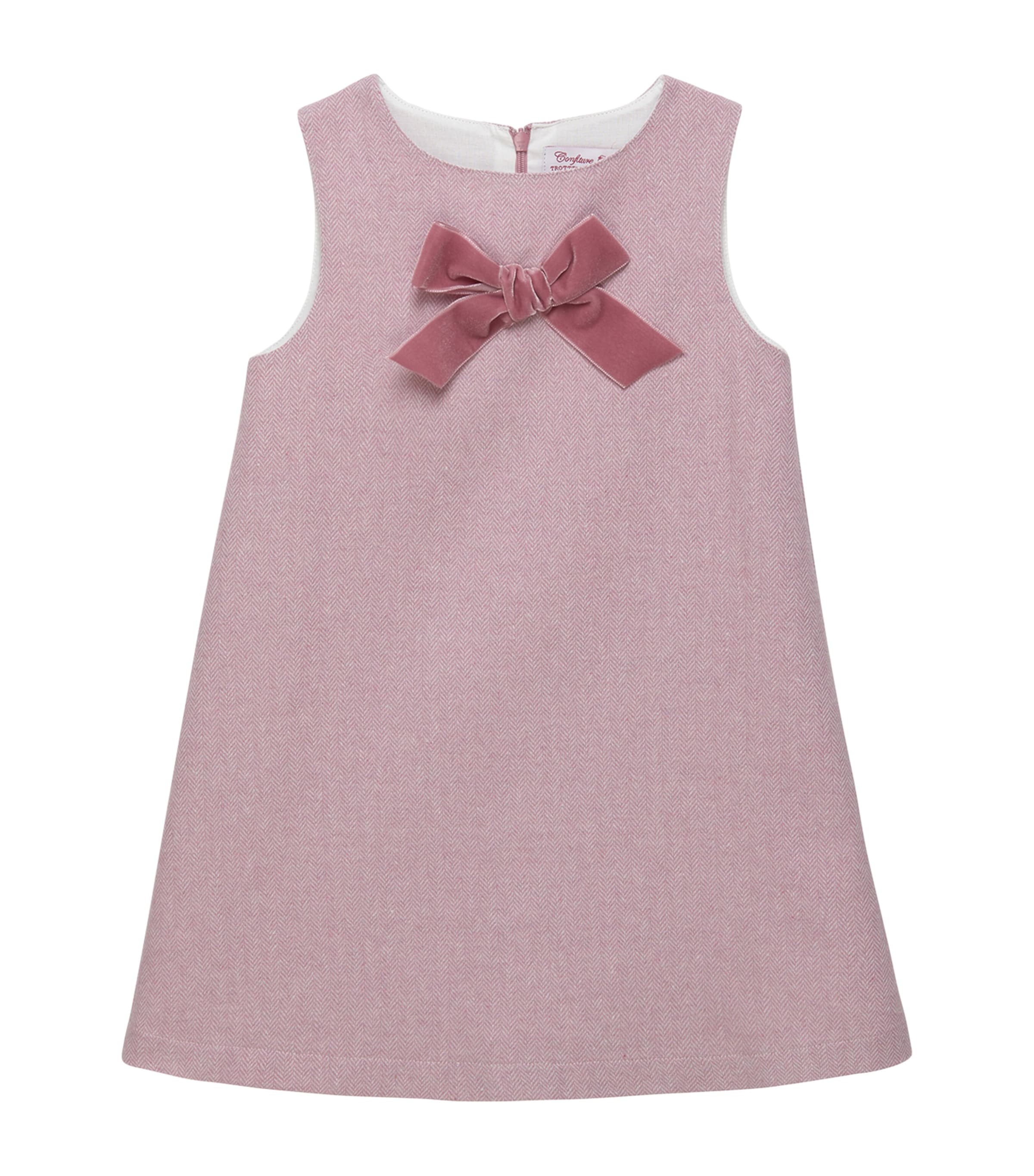 Trotters Herringbone Bow Georgina Dress In Pink