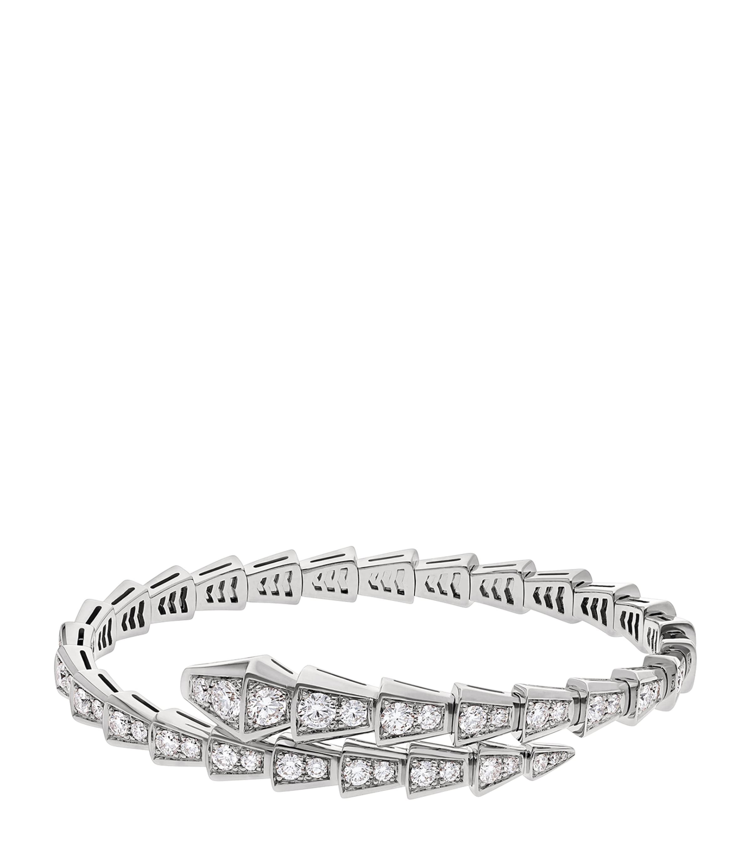 Medium White Gold and Diamond Serpenti Viper Bracelet WHITE GOLD Image 2