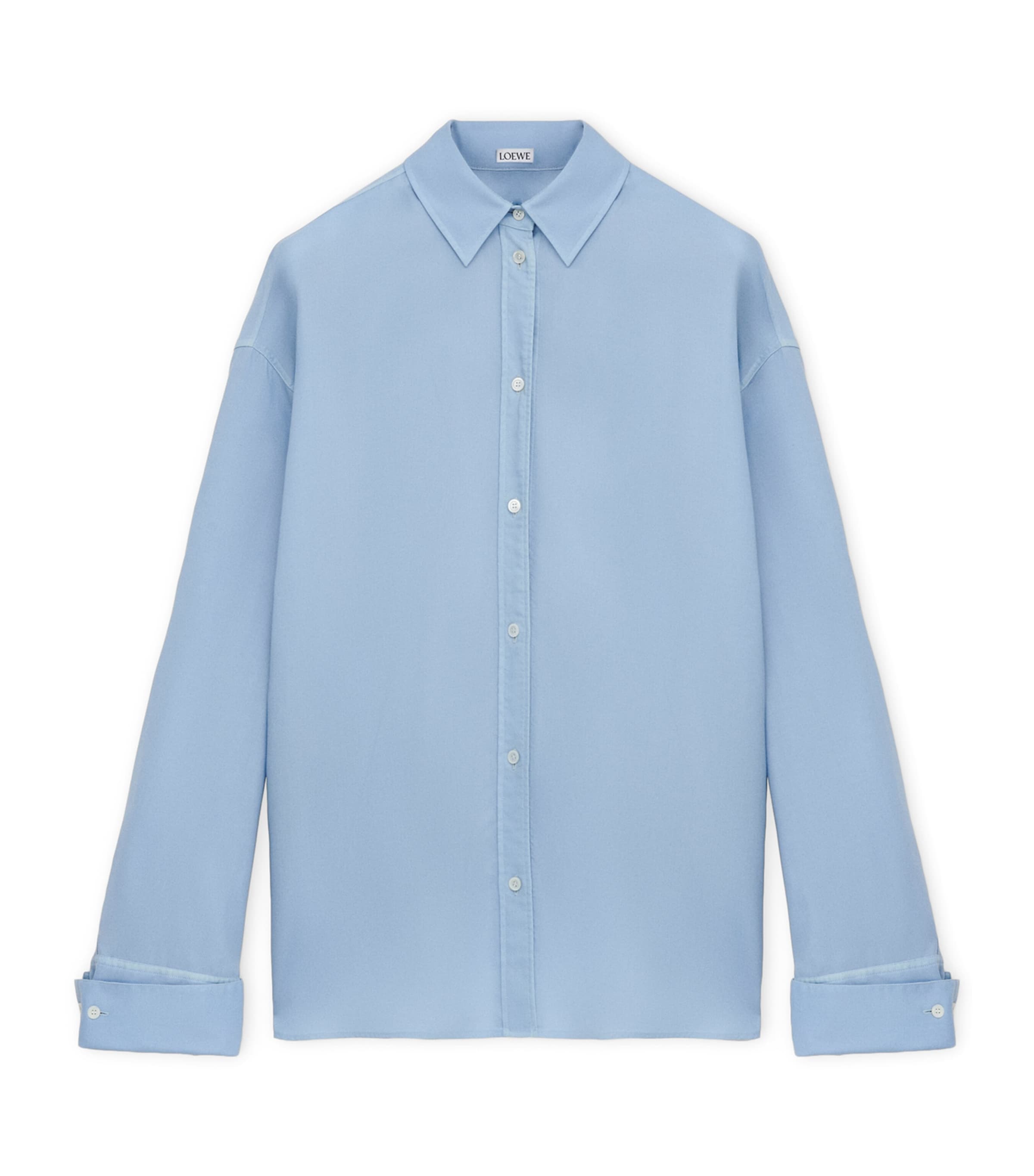 Wool-Silk Draped Shirt BLUE Image 2