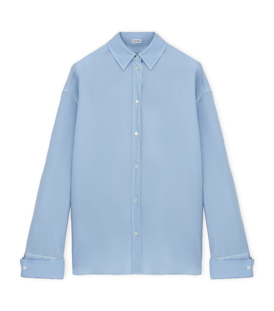 Wool-Silk Draped Shirt BLUE Image 2