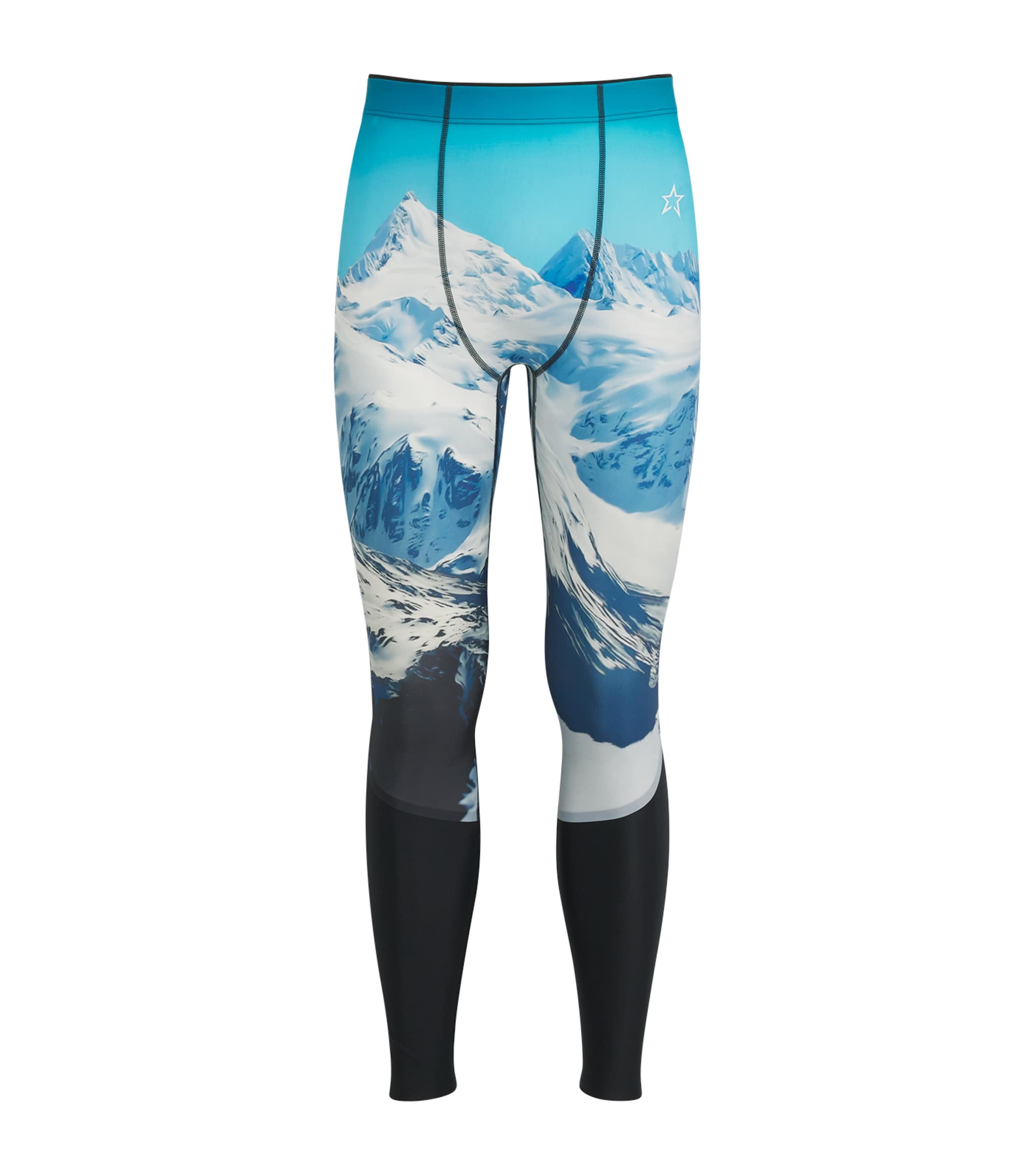 Perfect Moment Mountain Print Base Layer Leggings In Blue