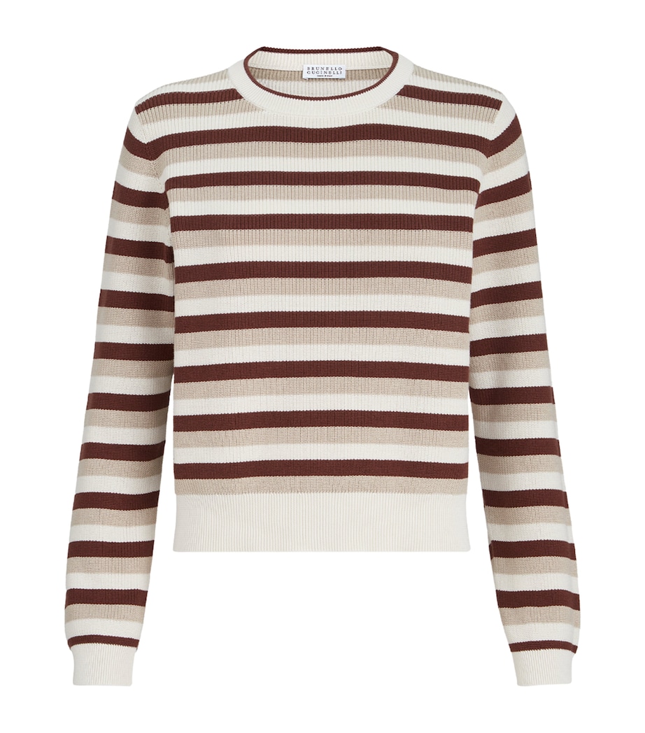 Brunello Cucinelli Womens Cotton Stripe Sweater Image 1