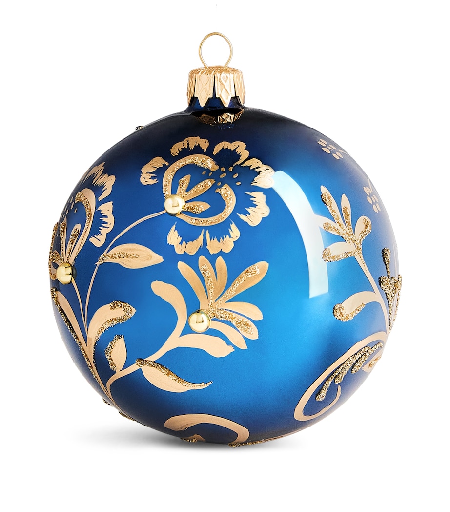 Harrods Glitter Floral Bauble Navy Blue Image 1