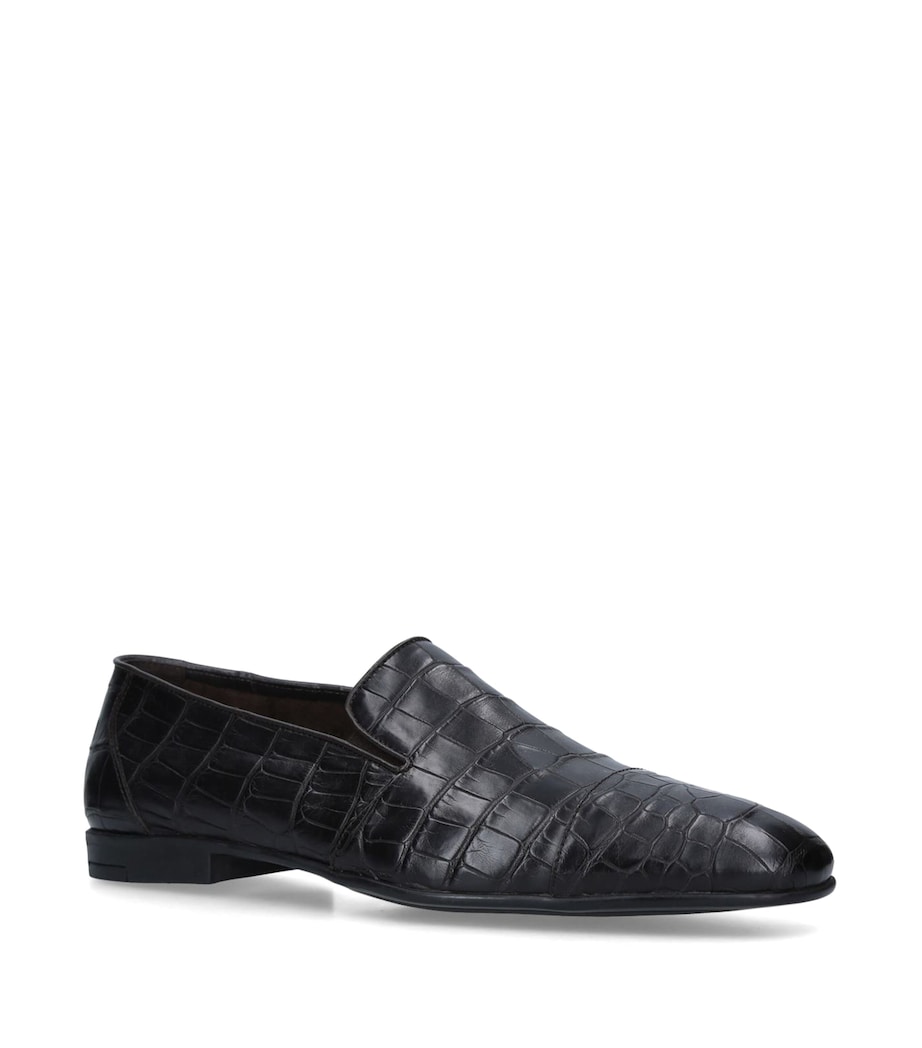 Brotini Crocodile Leather Slippers Dark Brown Image 1