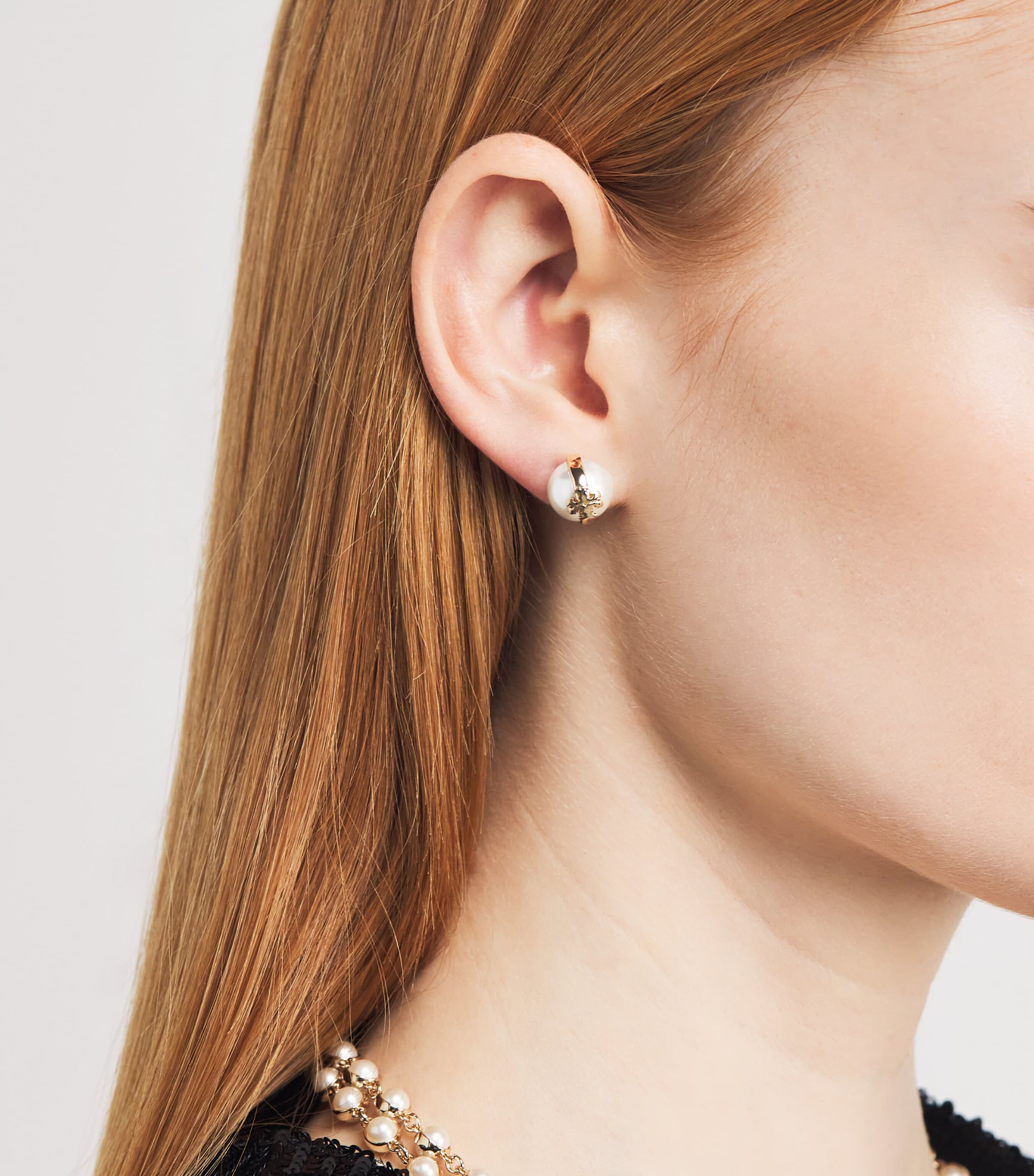 Pearl Stud Earrings LIGHT BRASS / PEARL Image 2