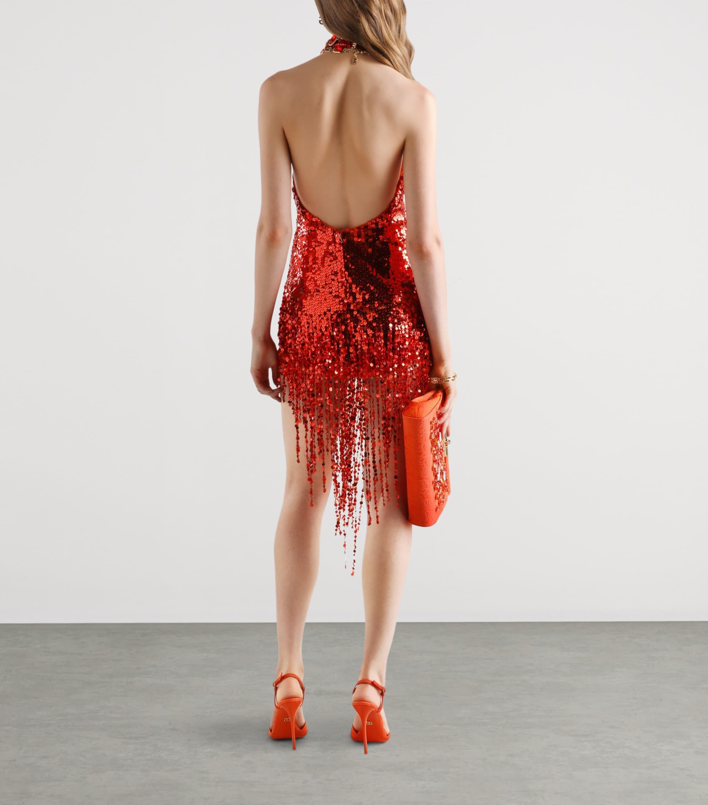 Dolce&Gabbana Womens Sequinned Mini Dress Embroidered Image 3