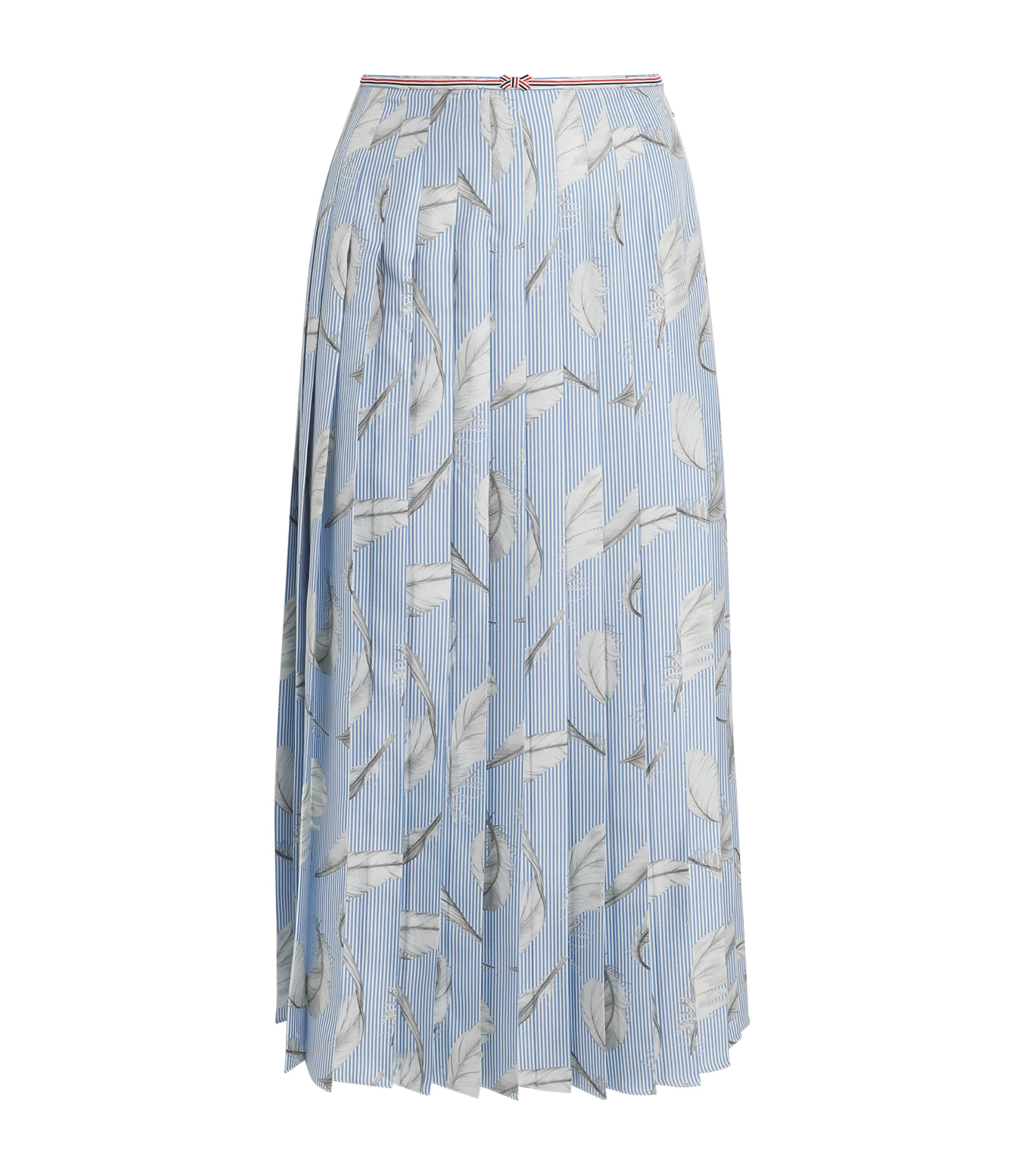 Silk Pleated Midi Skirt LIGHT BLUE Image 1