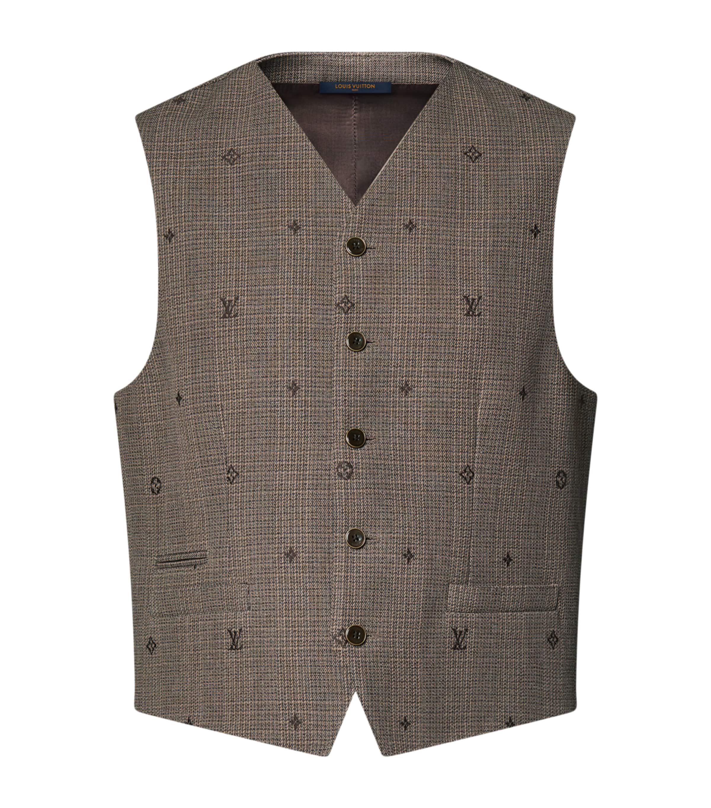 Wool Monogram Waistcoat SEAL BROWN Image 1