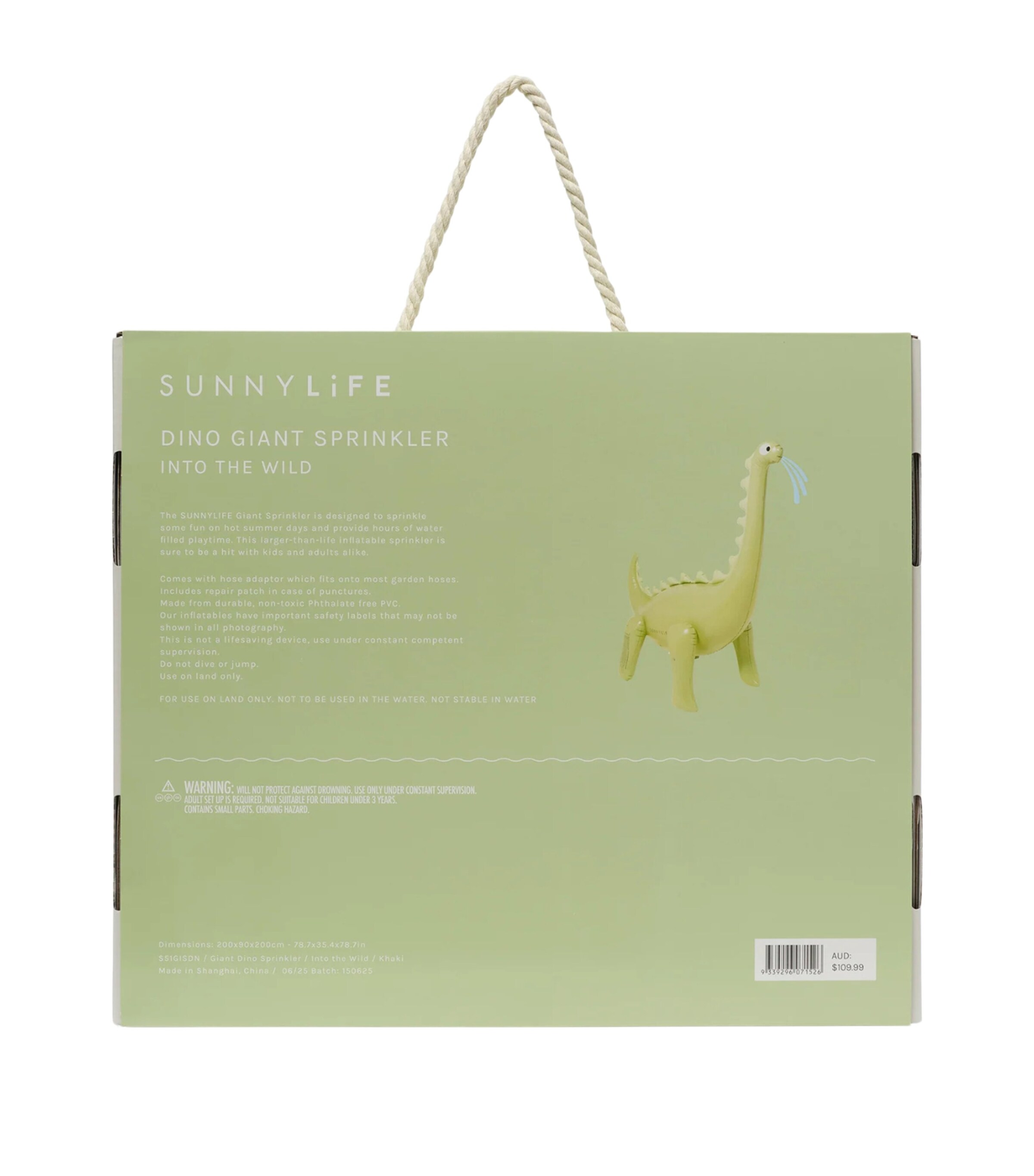 Sunnylife Kids Inflatable Into The Wild Giant Dino Sprinkler Khaki Image 8