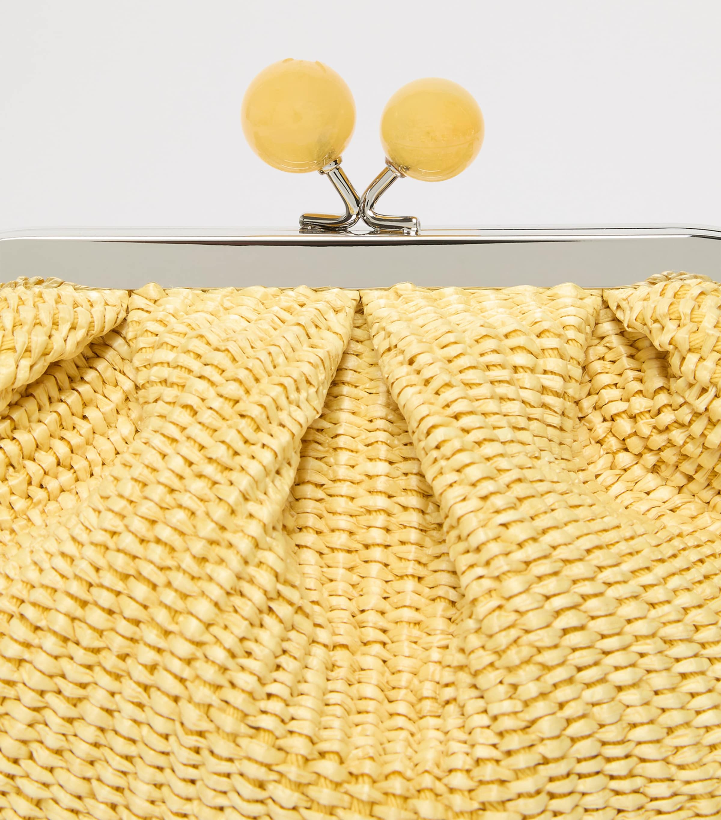 Weekend Max Mara Small Woven Pasticcino Clutch Bag Yellow Image 6