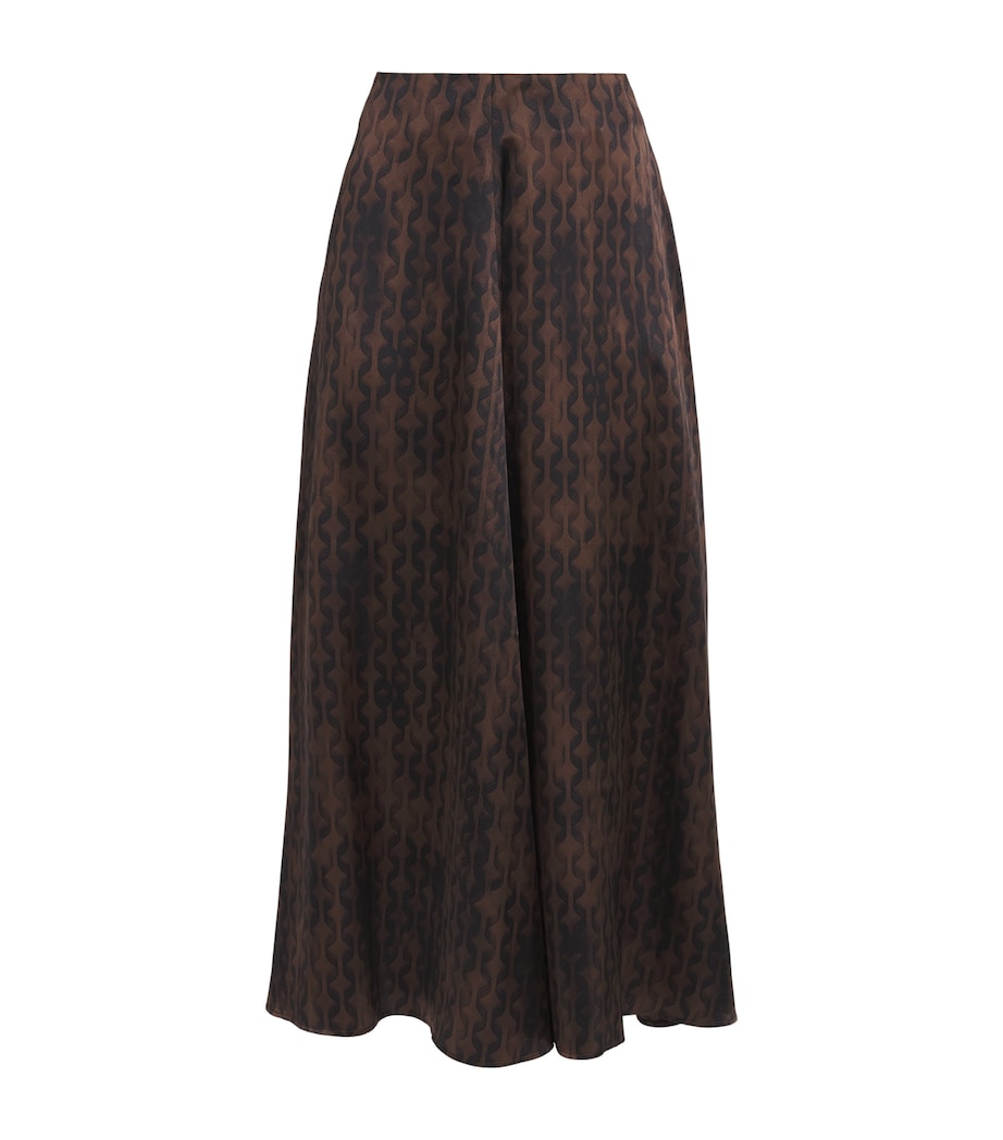 Kiton Womens Silk Geometric Midi Skirt Brown & Black Print Image 1