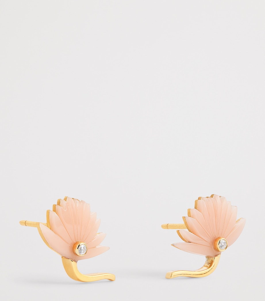 Yellow Gold, Diamond and Coral Psychedeliah Stud Earrings YELLOW GOLD Image 3