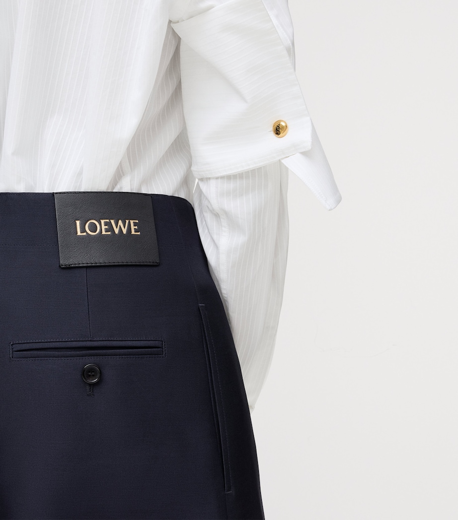 Buckled Wide-Leg Trousers NAVY BLUE Image 5