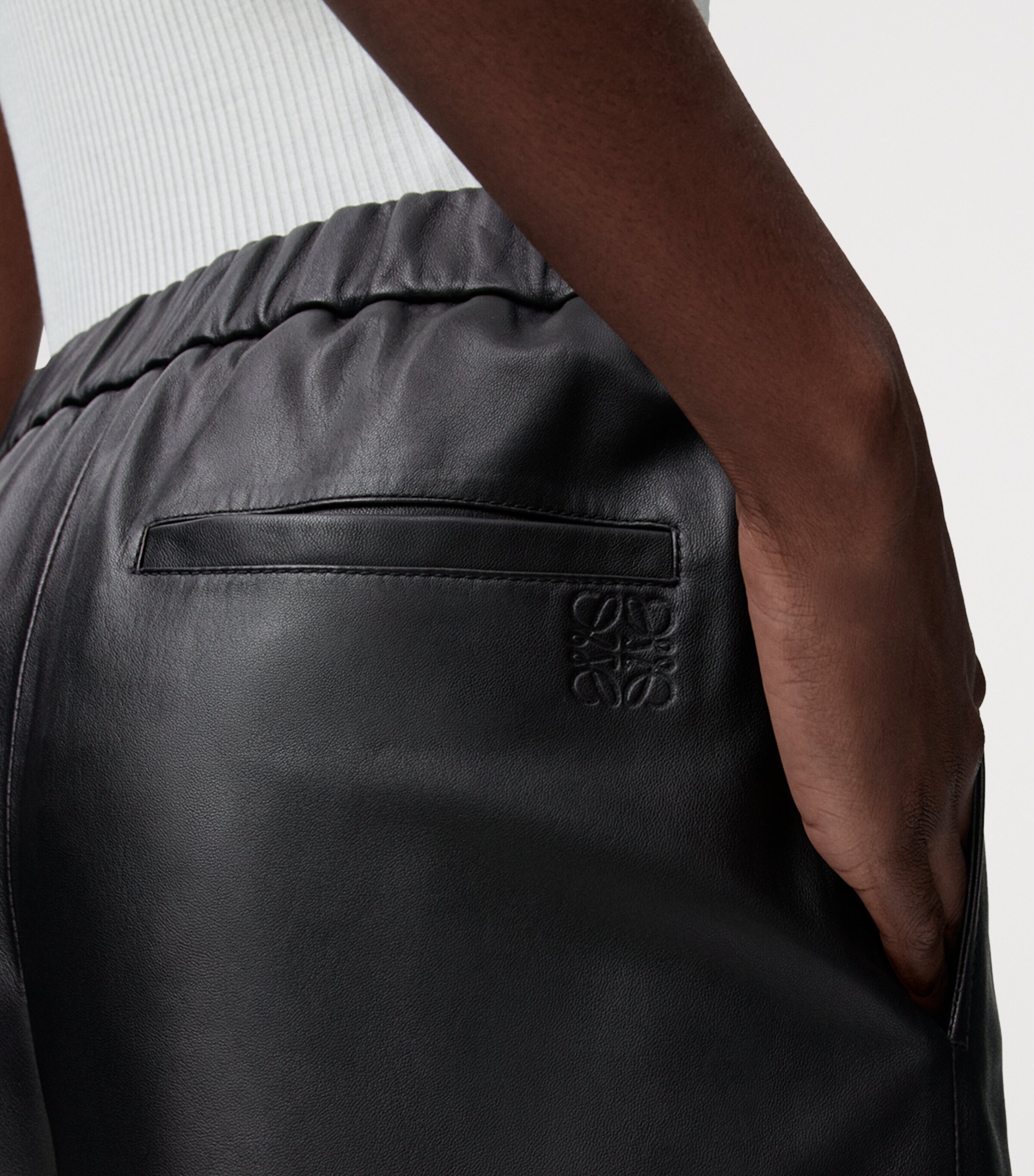 Nappa Lambskin Cropped Trousers BLACK Image 5