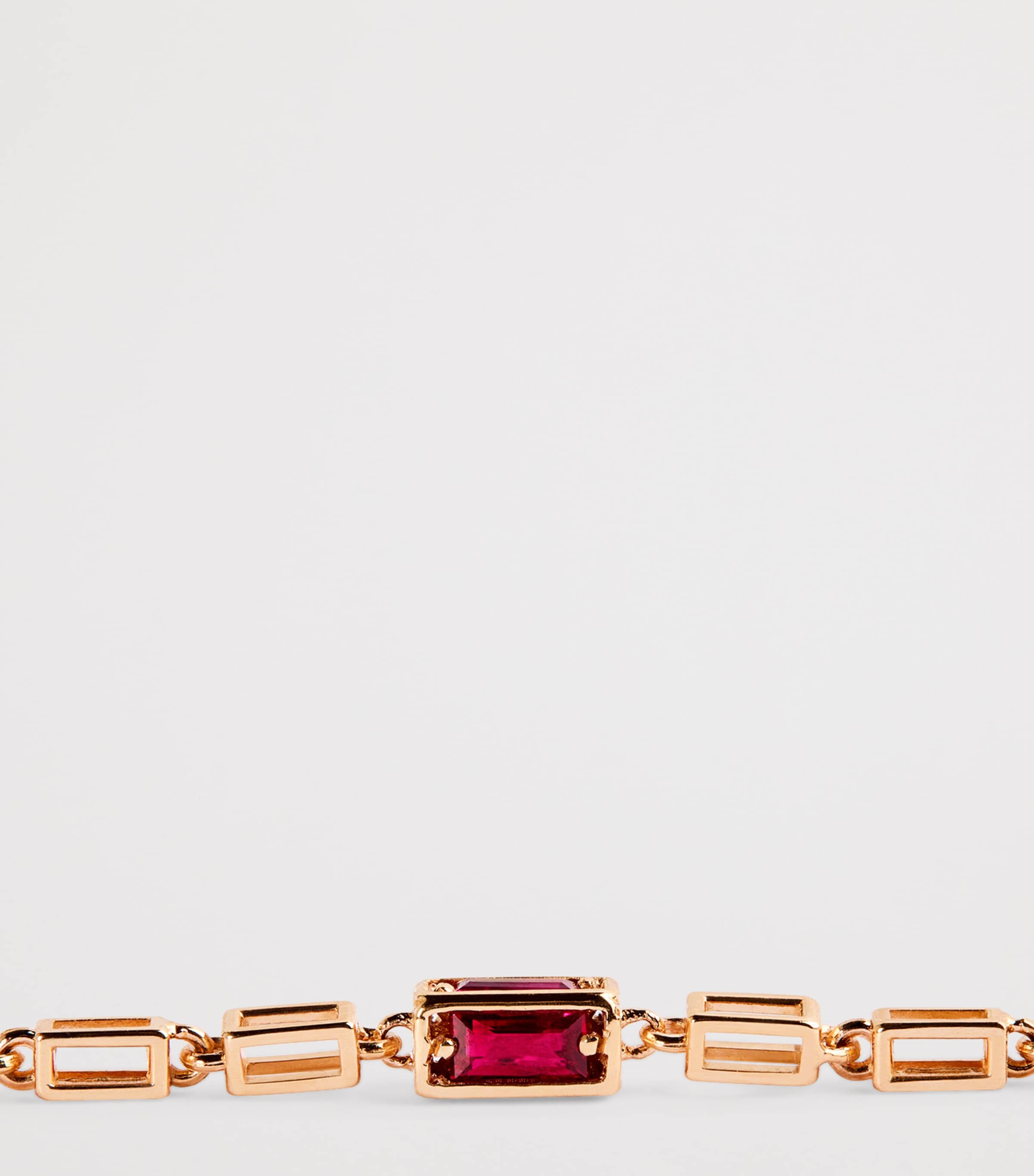 Suzanne Kalan Rose Gold and Ruby Medium Empty Link Block Chain Bracelet Rg/ruby Image 4