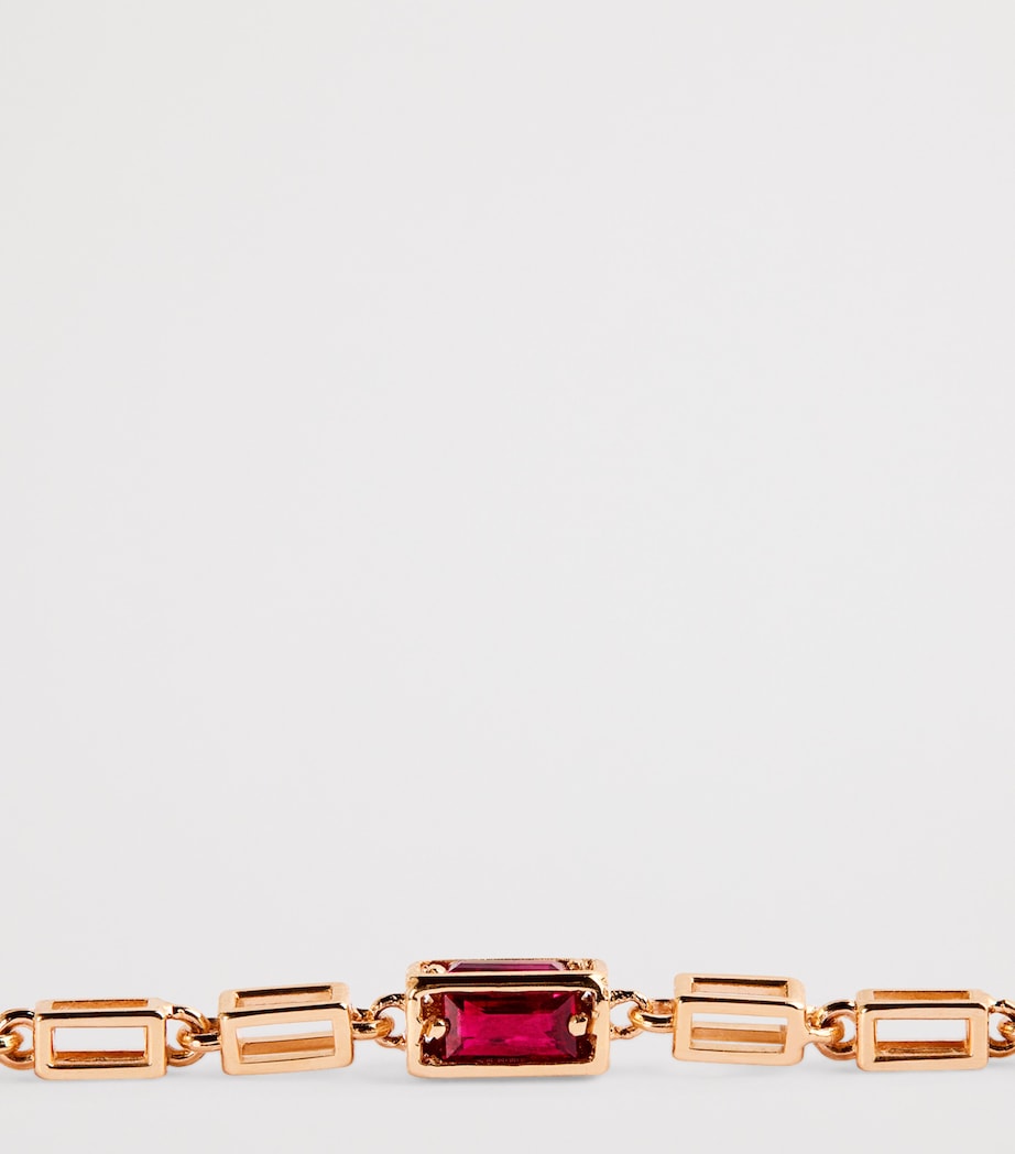 Suzanne Kalan Rose Gold and Ruby Medium Empty Link Block Chain Bracelet Rg/ruby Image 4