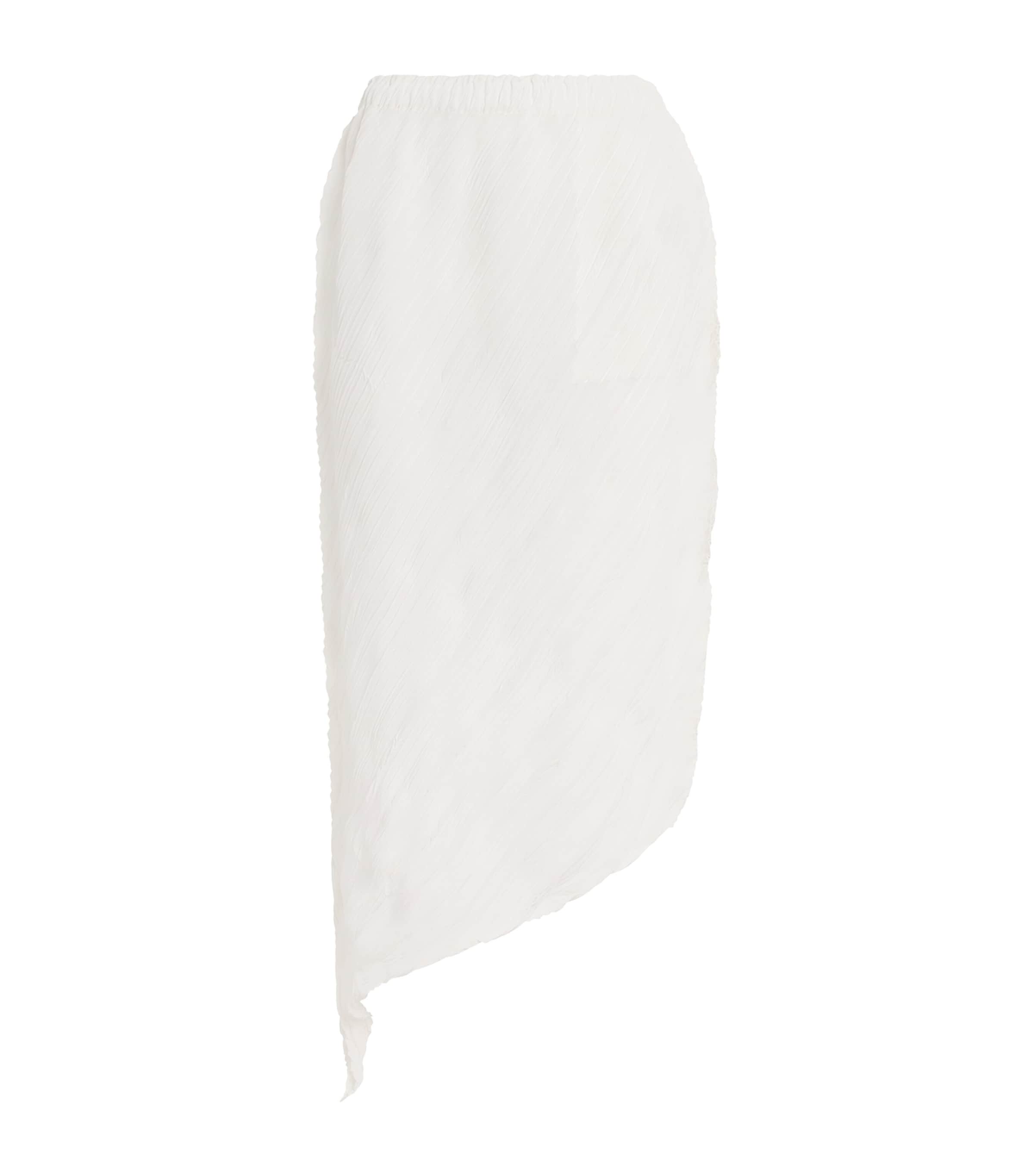 Issey Miyake Wrinkled And Twisted Midi Skirt In White