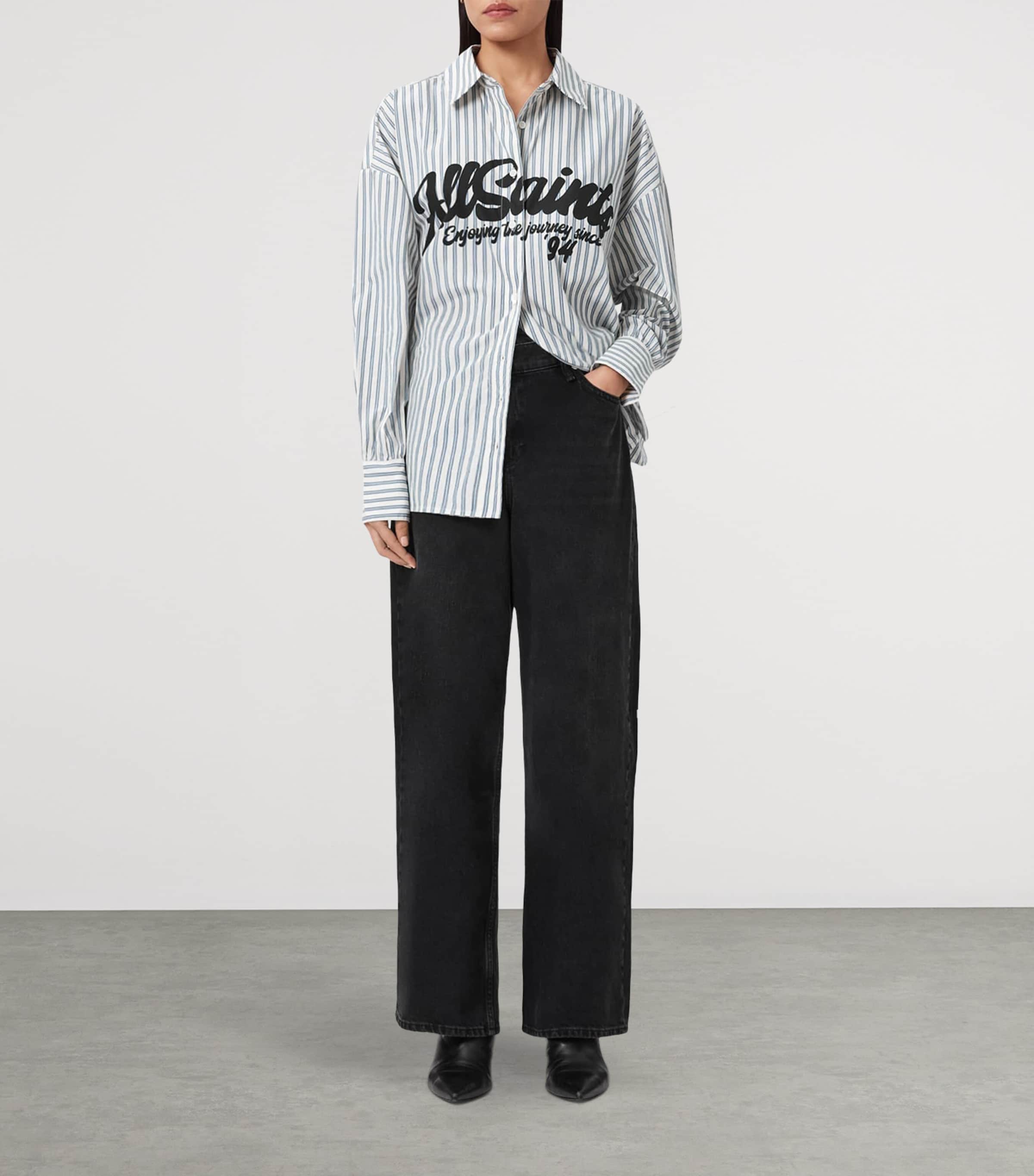 AllSaints Womens Organic Cotton Adrianne Shirt Blue/white Image 6