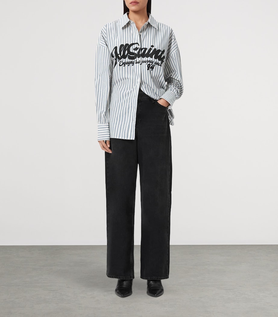 AllSaints Womens Organic Cotton Adrianne Shirt Blue/white Image 6