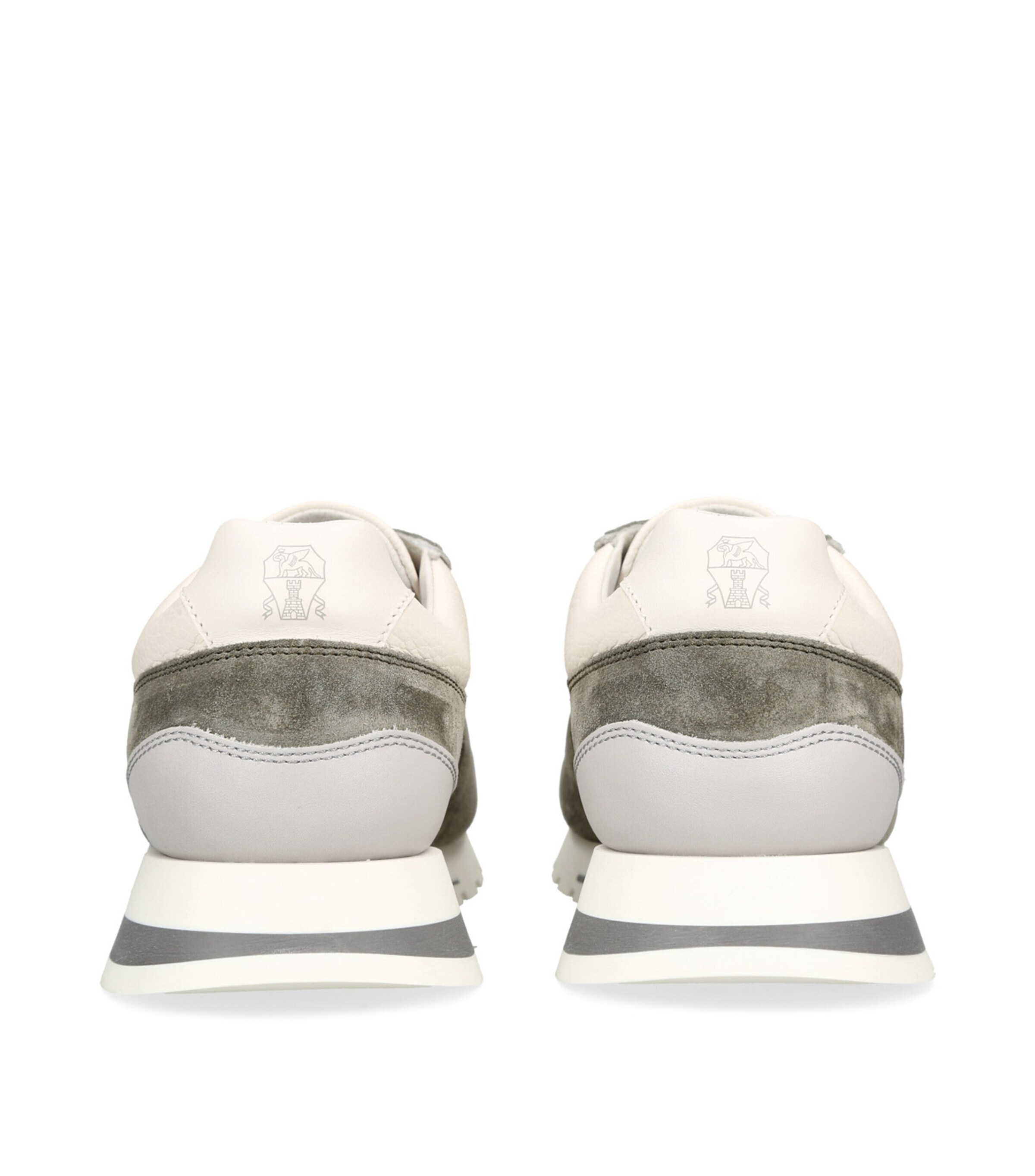 Brunello Cucinelli Calfskin-Suede Runner Sneakers White/comb Image 2