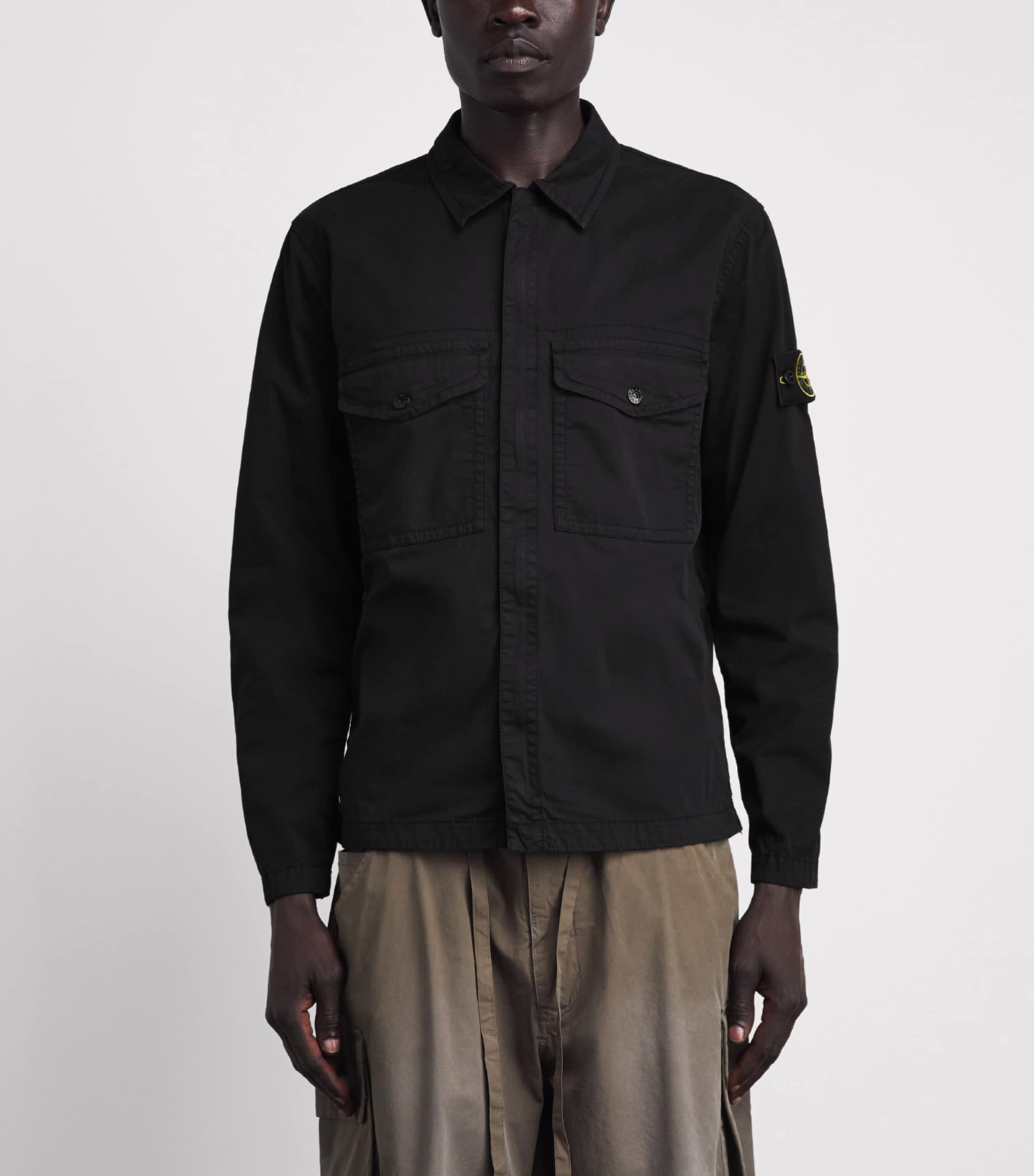 Stone Island Mens Stretch-Cotton Compass Overshirt Image 4