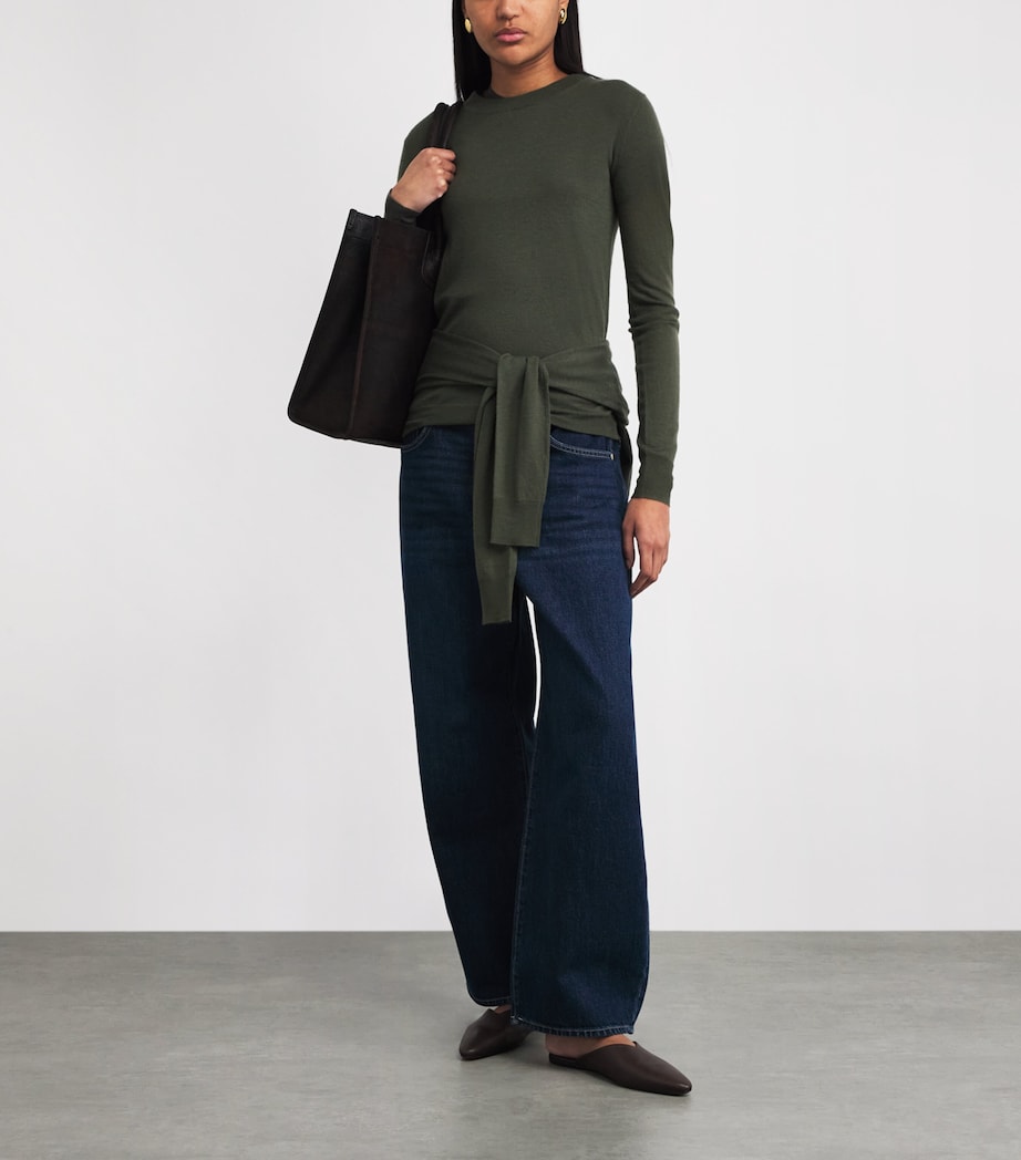 Joseph Womens Cashmere Cashair Sweater Palm Leaf Image 2