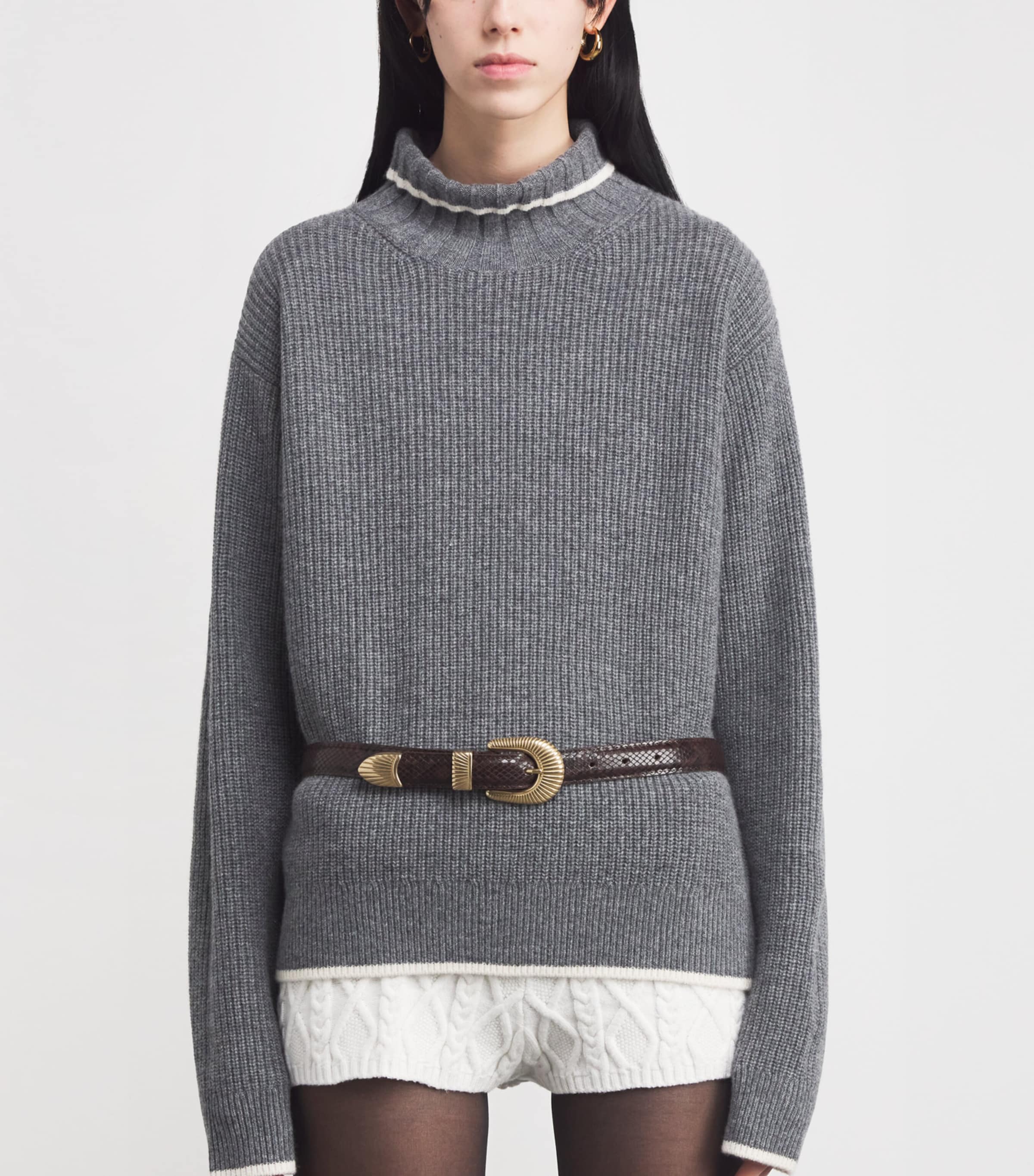 Leather Python-Effect Belt BLACK BROWN Image 2