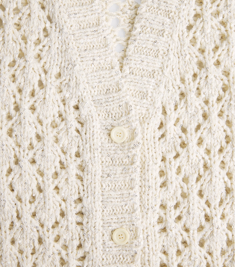 Open-Work Sequinned Cardigan VR1 BURRO Image 5