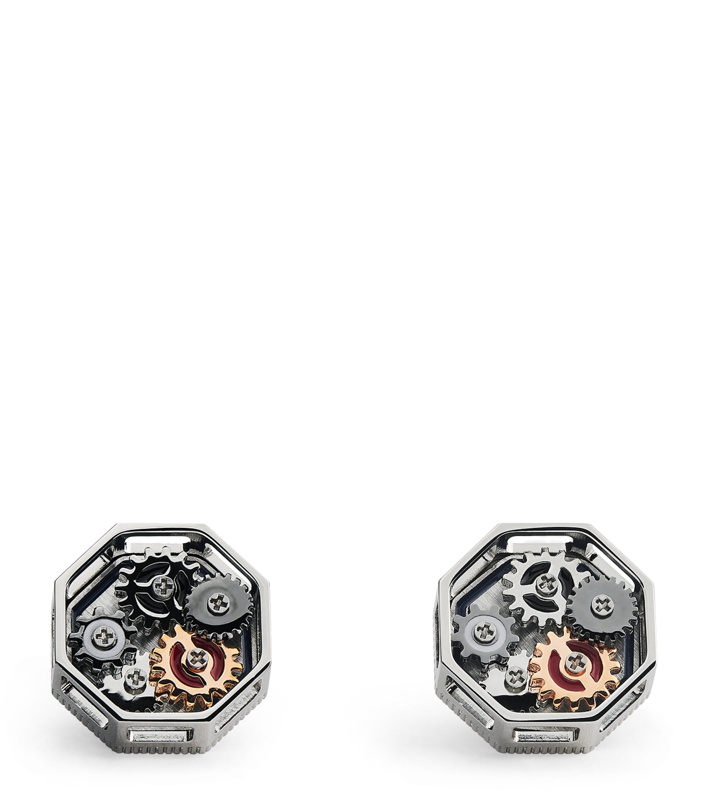 Tateossian Palladium Octo Gear Cufflinks In Metallic