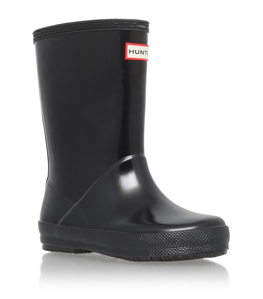 Hunter Kids First Gloss Welly Boots Black Image 1