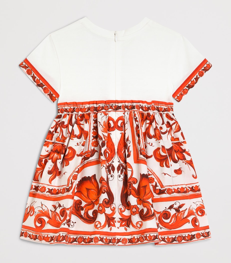 Dolce&Gabbana Kids Majolica Print T-Shirt Dress and Bloomers (3-30 Months) Combined Colou Image 2