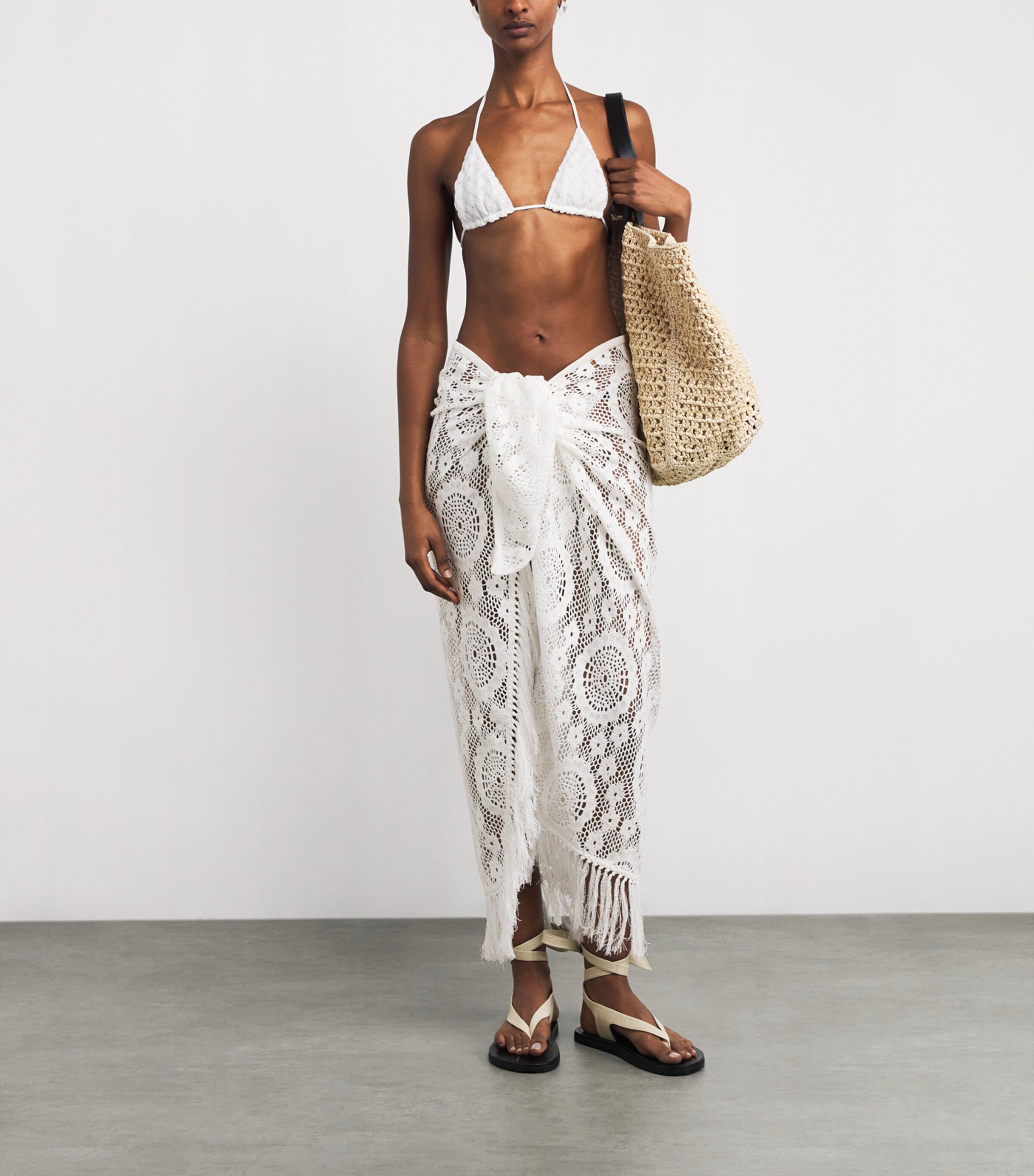 Crochet Fringed Pareo WHITE Image 2