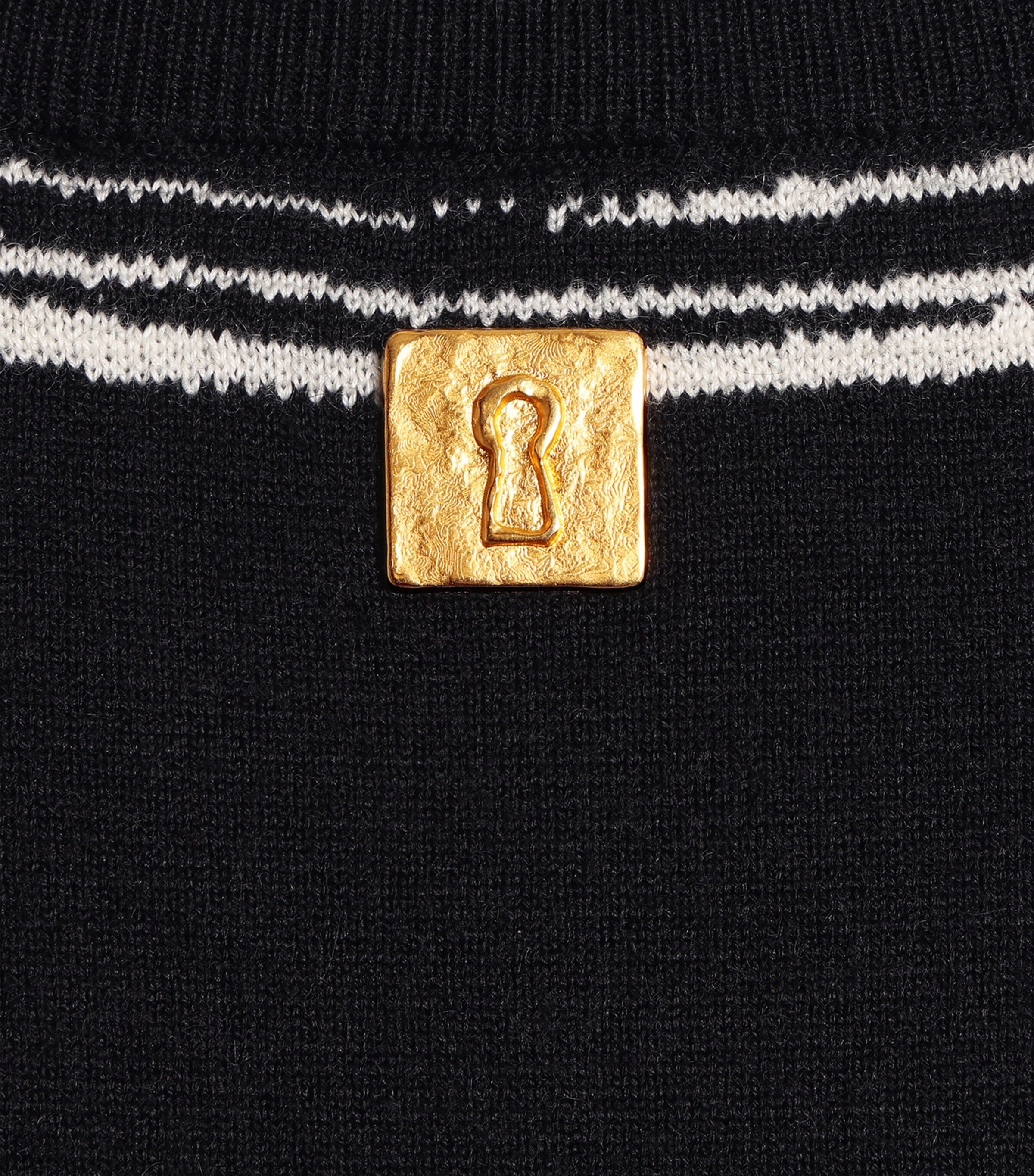 Schiaparelli Womens Cashmere-Wool-Silk Trompe L’Oeil Sweater Black Image 6