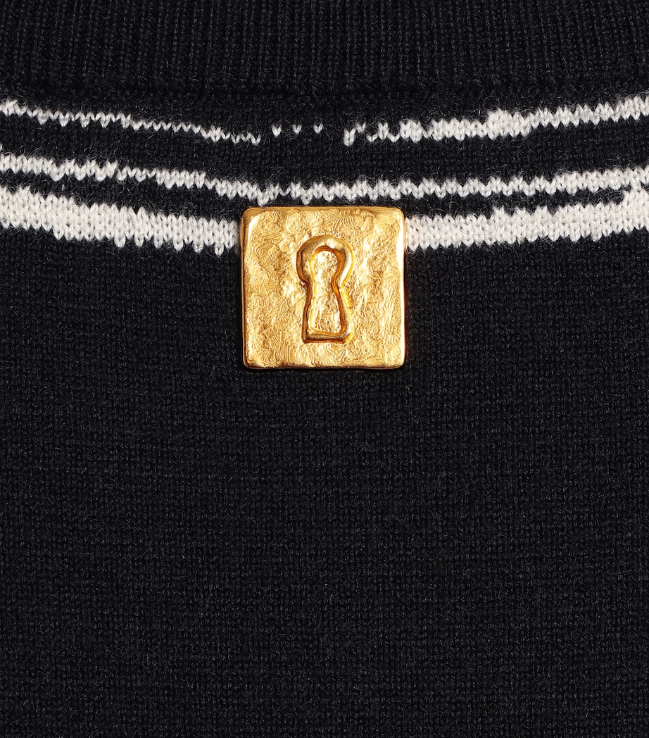 Schiaparelli Womens Cashmere-Wool-Silk Trompe L’Oeil Sweater Black Image 6