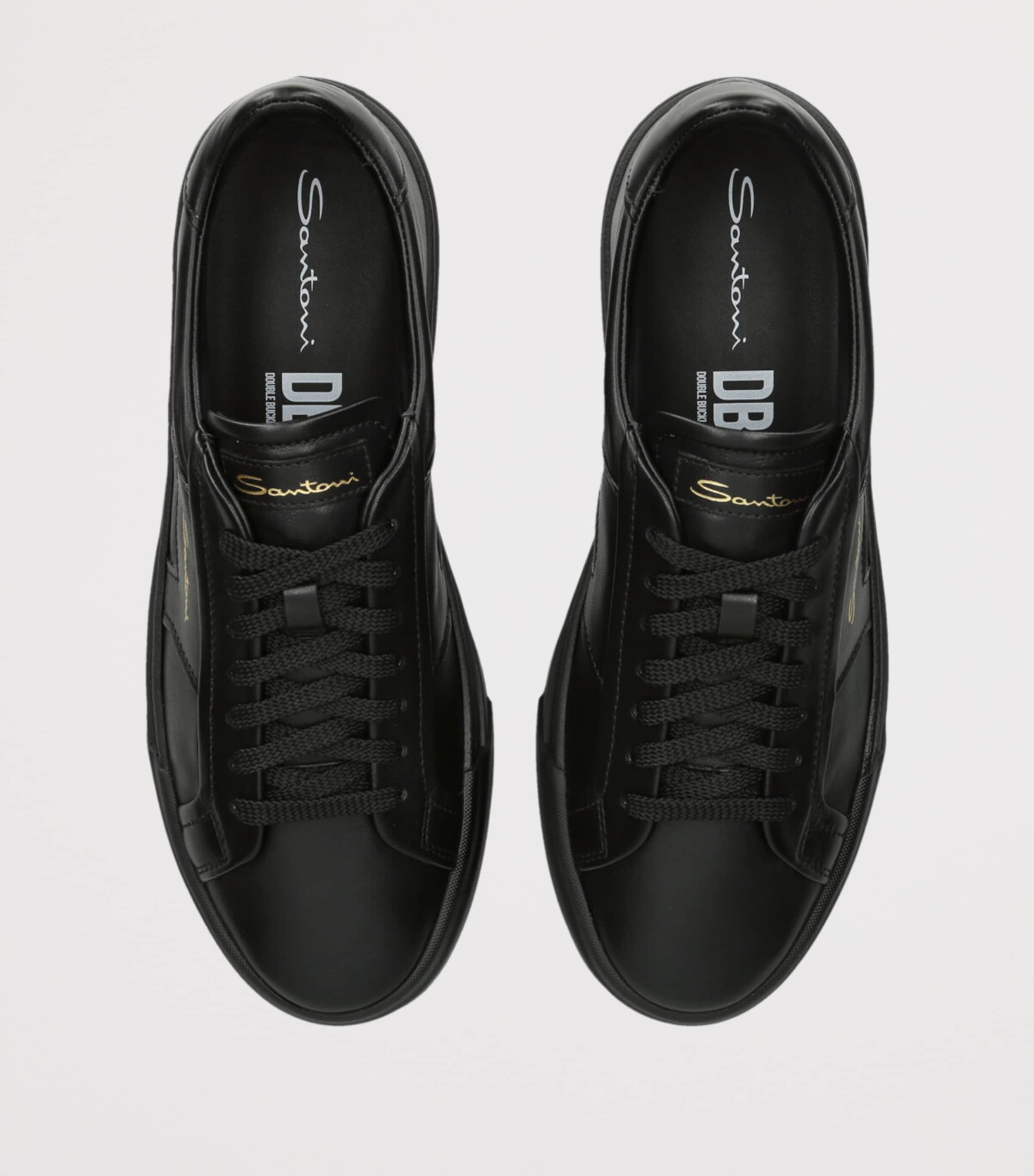 Santoni Leather DBS Sneakers Black Image 4